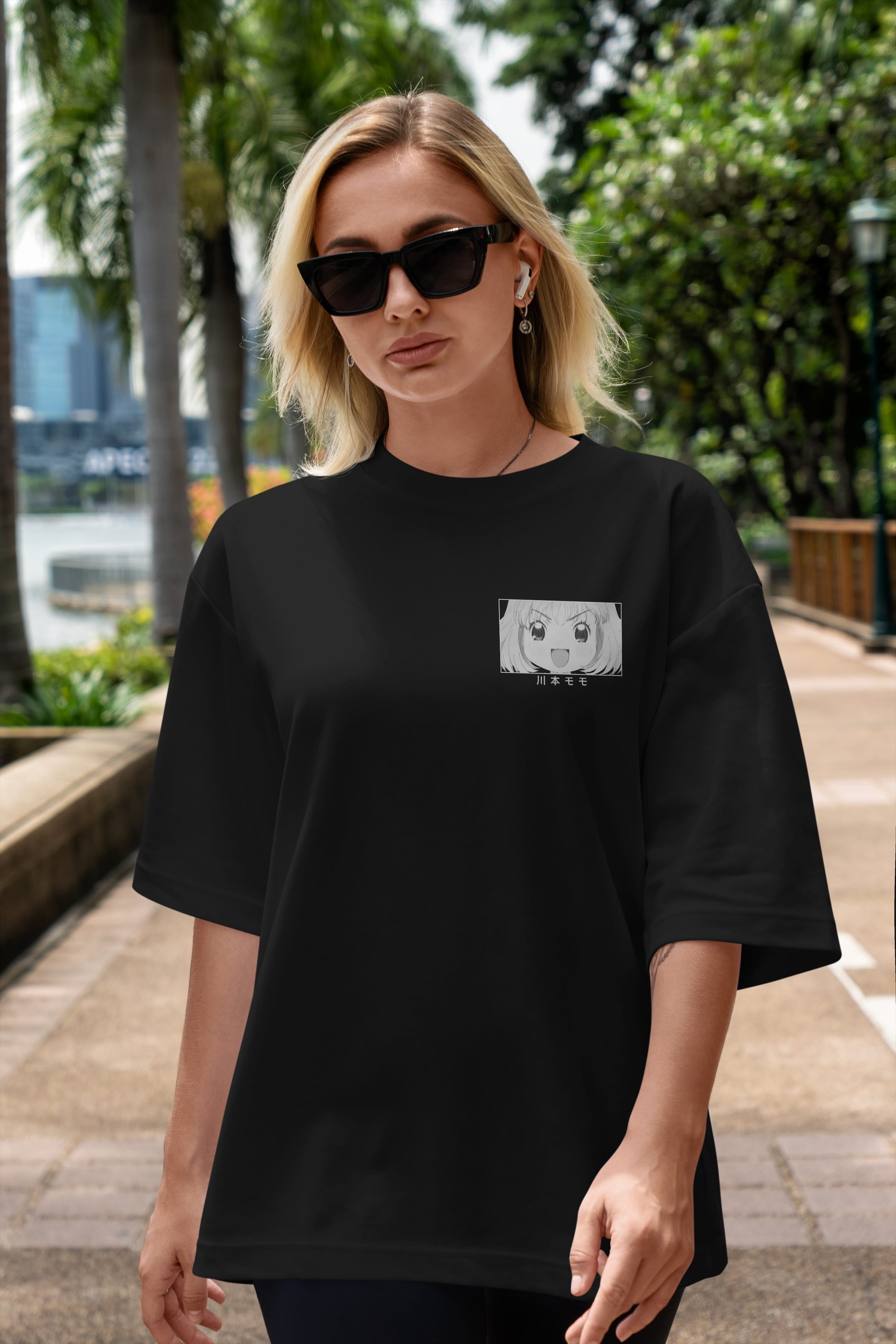 Momo Kawamoto 1 Ön Sol Baskılı Oversize t-shirt Erkek Kadın Unisex %100 Pamuk Bisiklet Yaka tişort