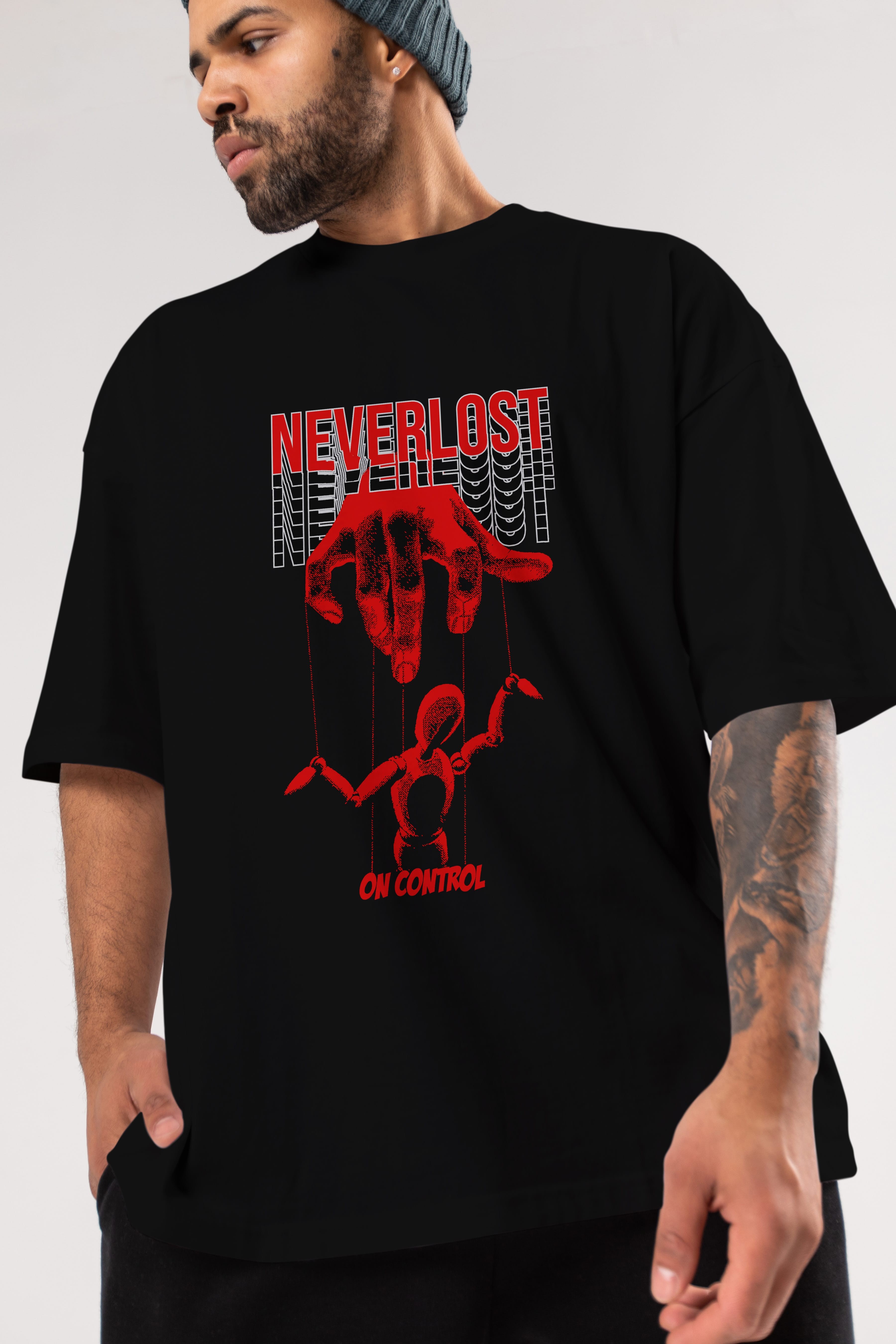 Neverlost on Control Ön Baskılı Oversize t-shirt Erkek Kadın Unisex