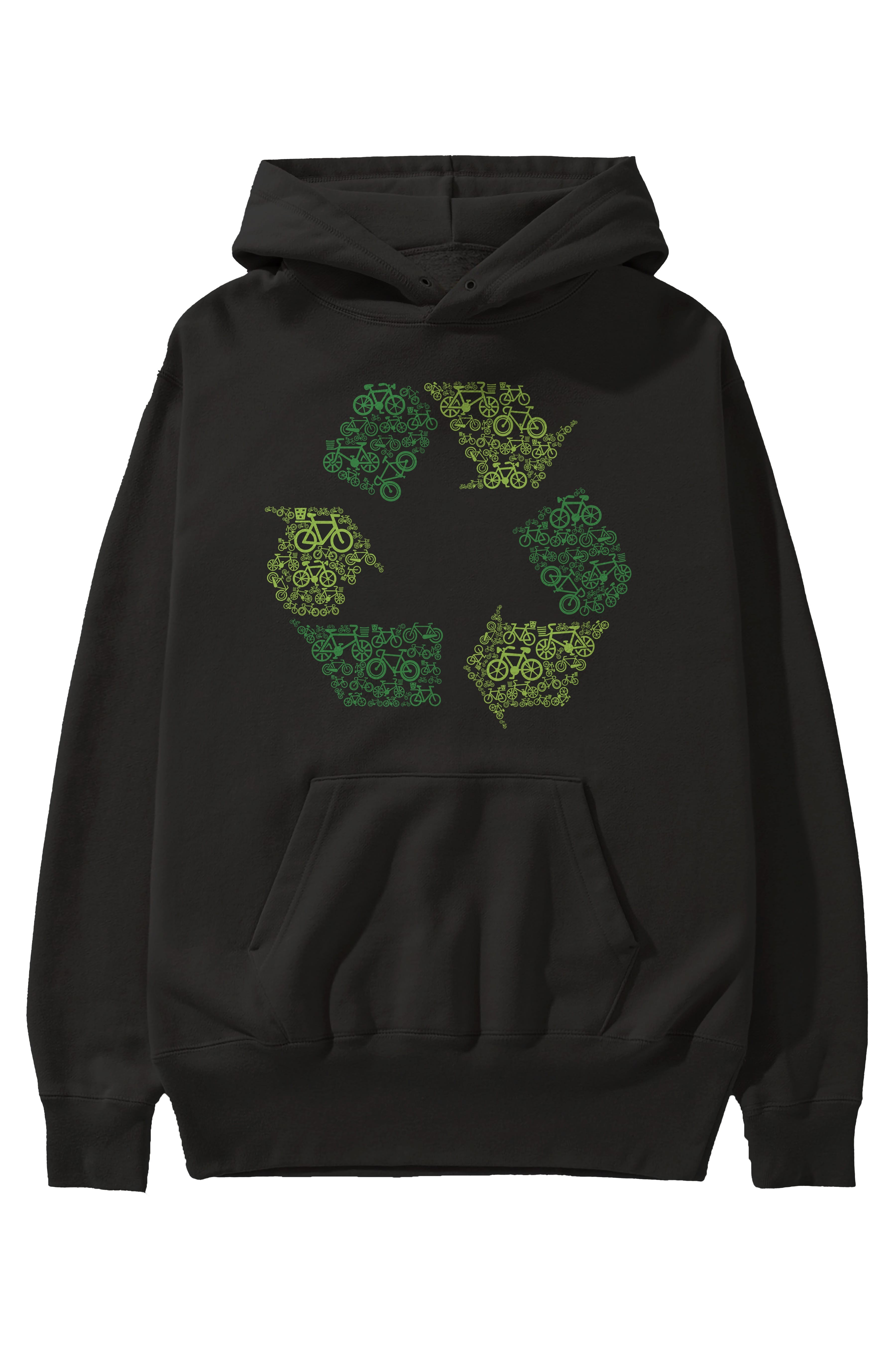 Recycling Ön Baskılı Hoodie Oversize Kapüşonlu Sweatshirt Erkek Kadın Unisex