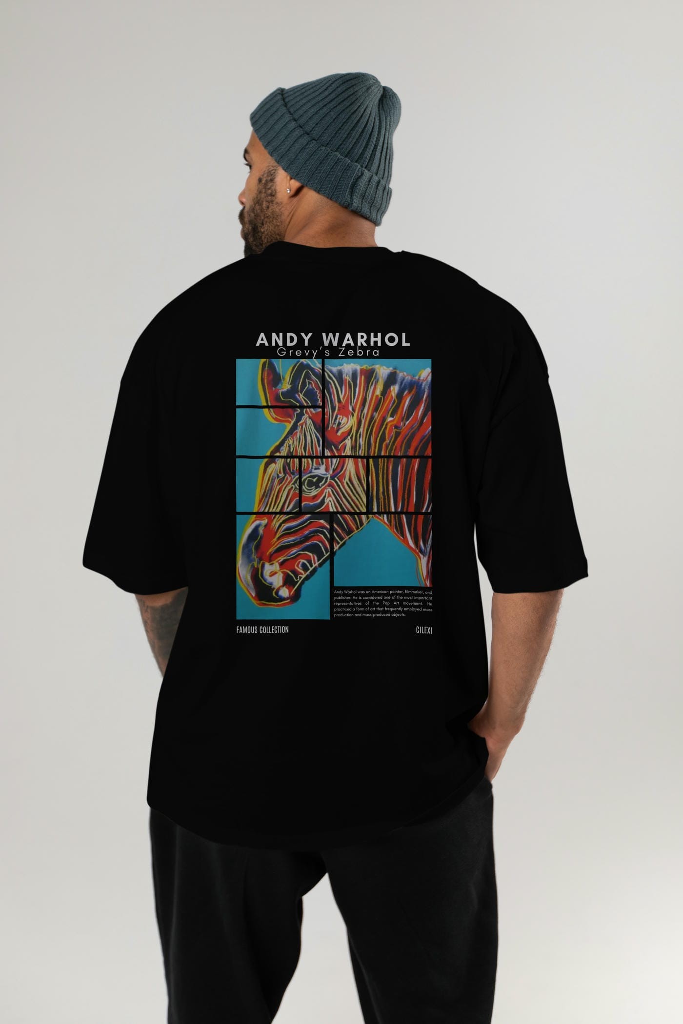 Andy Warhol Arka Baskılı Oversize t-shirt Erkek Kadın Bisiklet Yaka Pamuk tişort