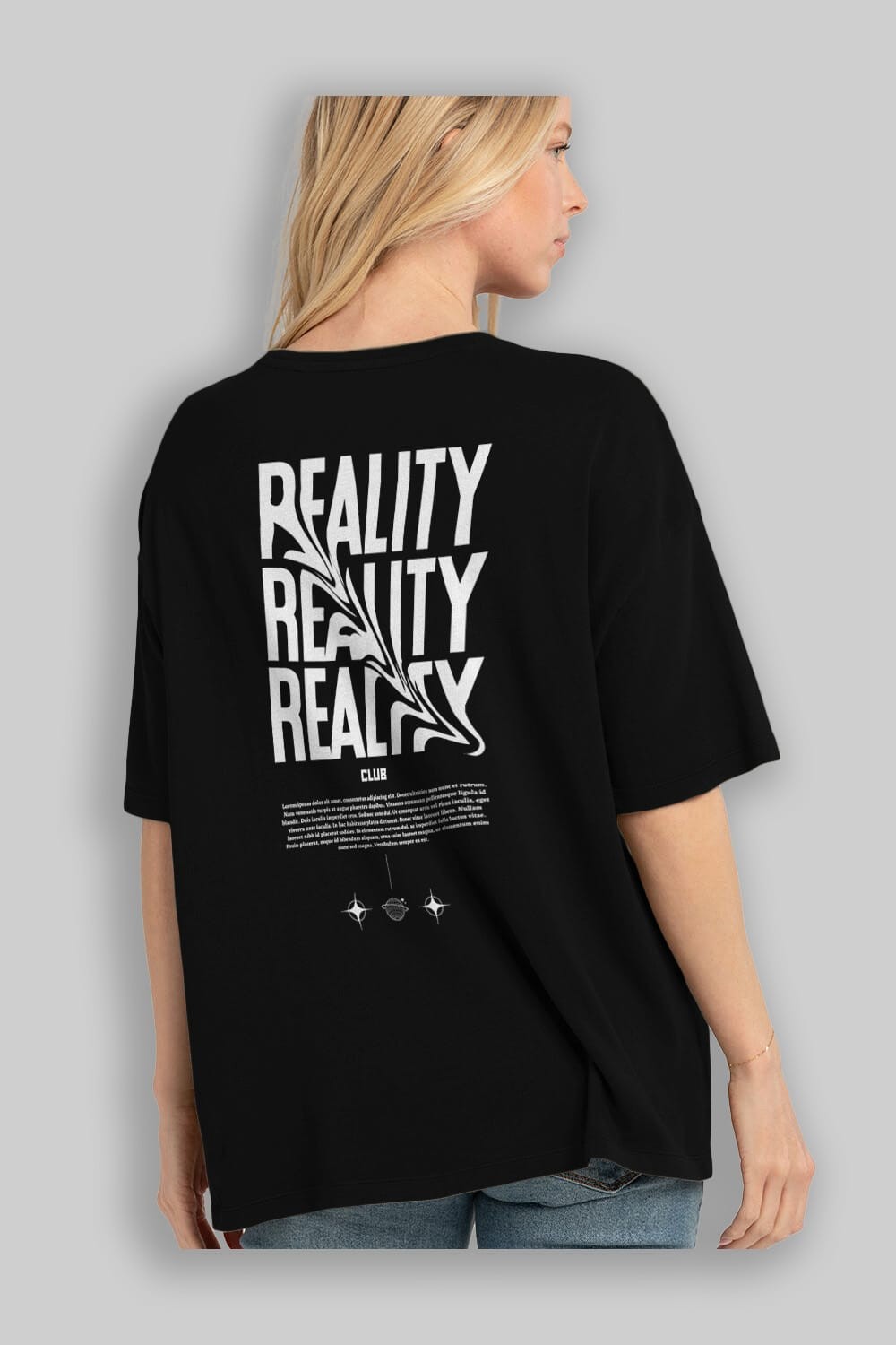 Reality Yazılı Arka Baskılı Oversize t-shirt Erkek Kadın Unisex