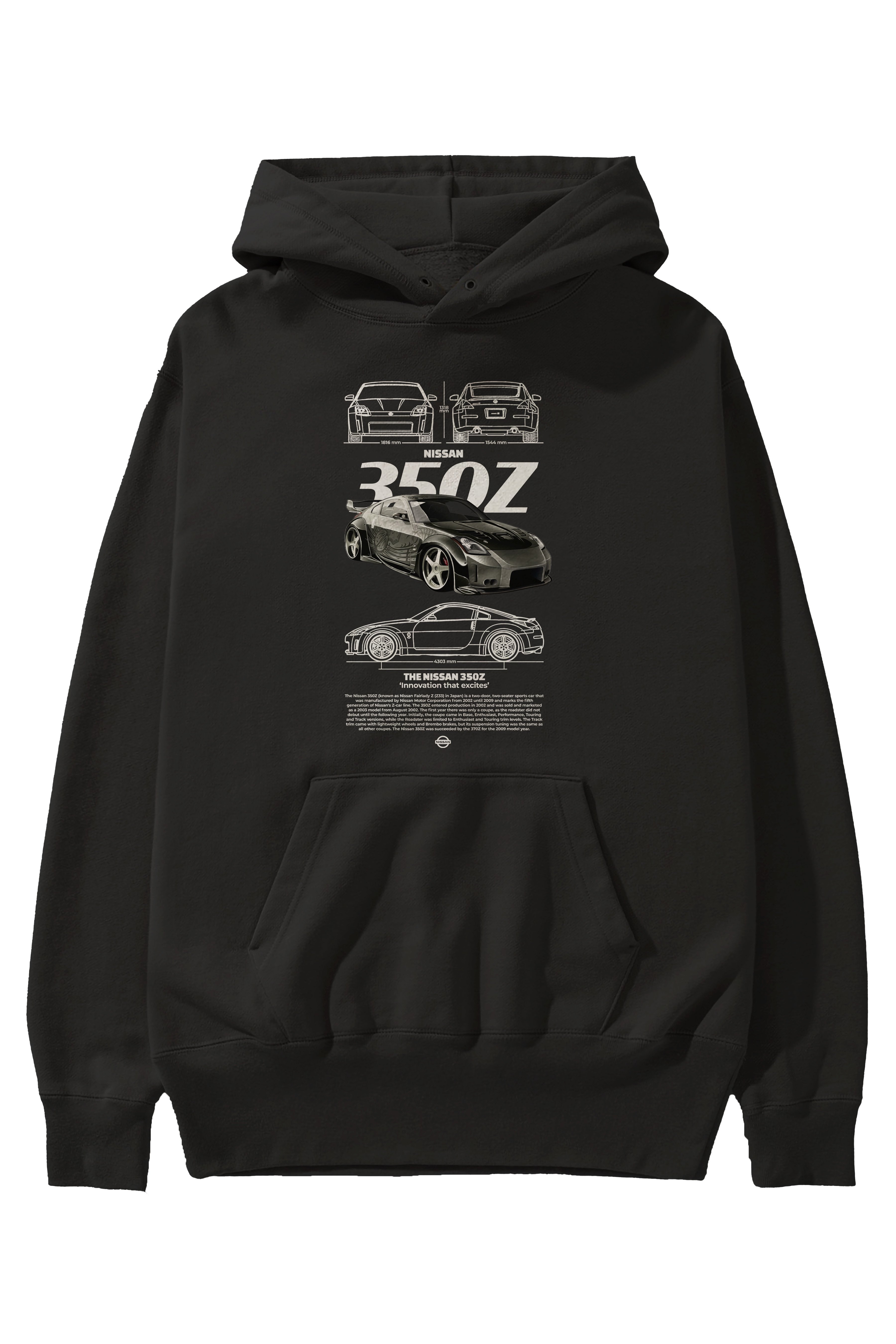 NISSAN 350Z 5 Ön Baskılı Hoodie Oversize Kapüşonlu Sweatshirt Erkek Kadın Unisex