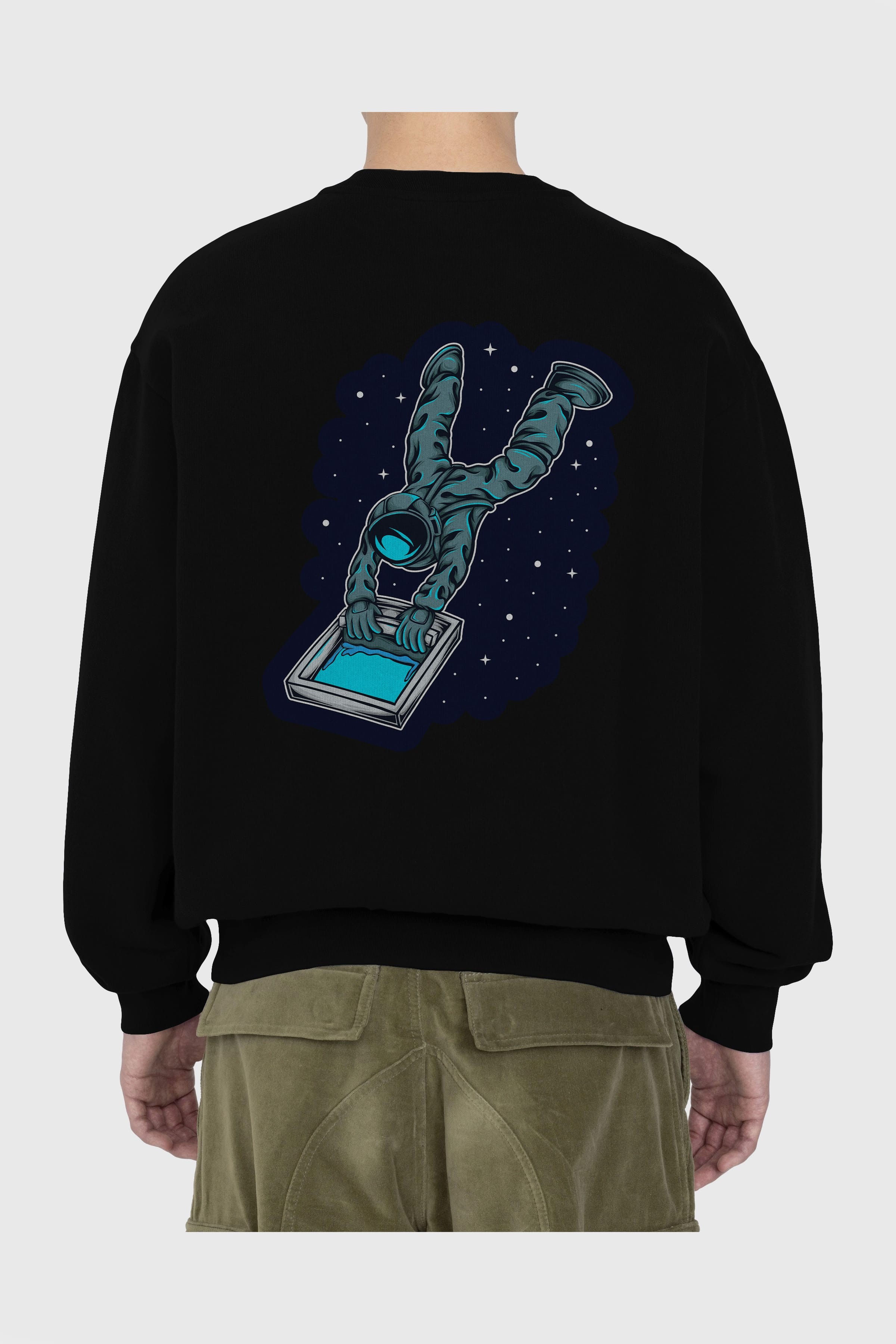 Astroscreen Sticker Arka Baskılı Oversize Sweatshirt Erkek Kadın Unisex