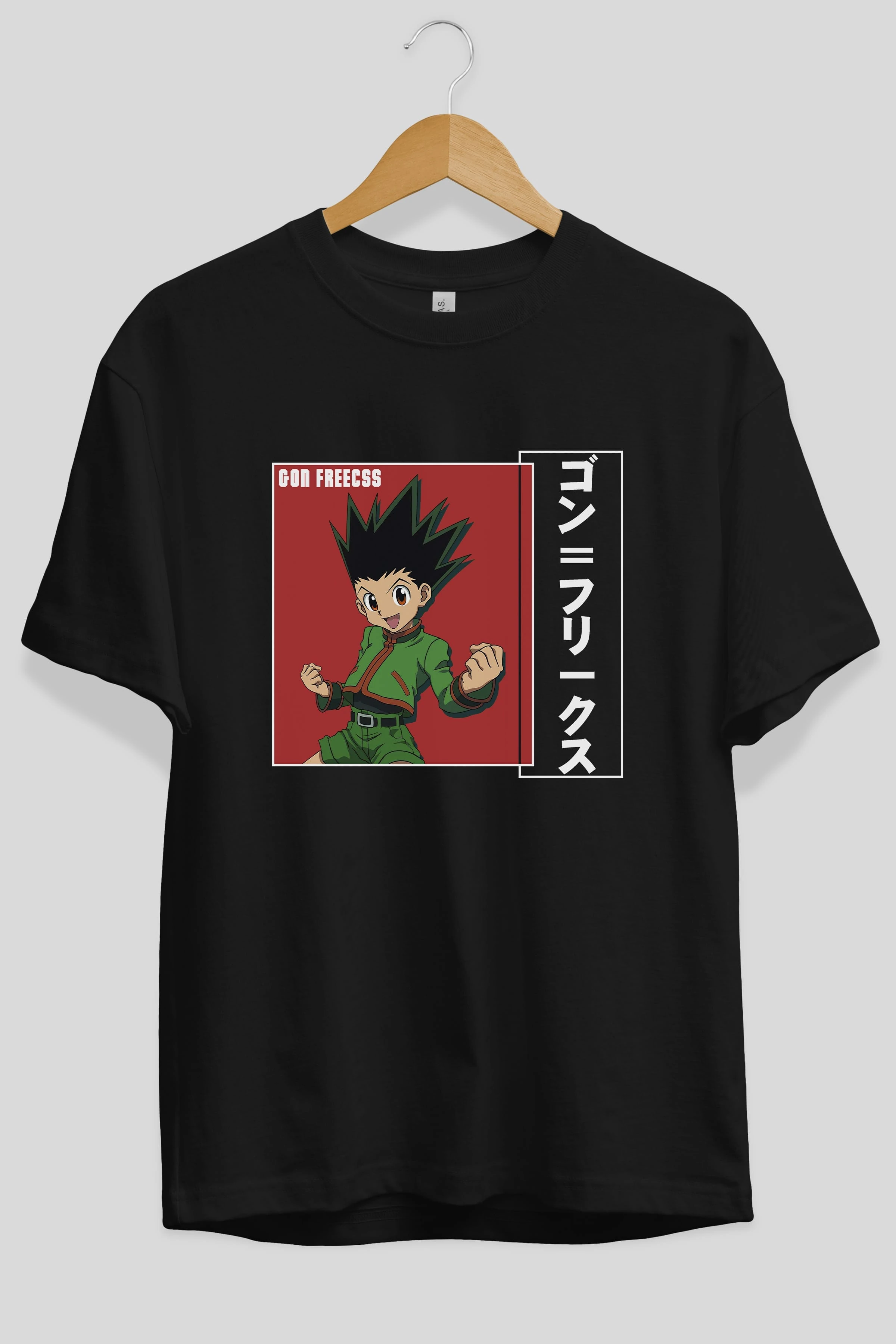 Gon Freecss HUNTER X HUNTER 5 Anime Ön Baskılı Oversize t-shirt %100 pamuk Erkek Kadın Unisex