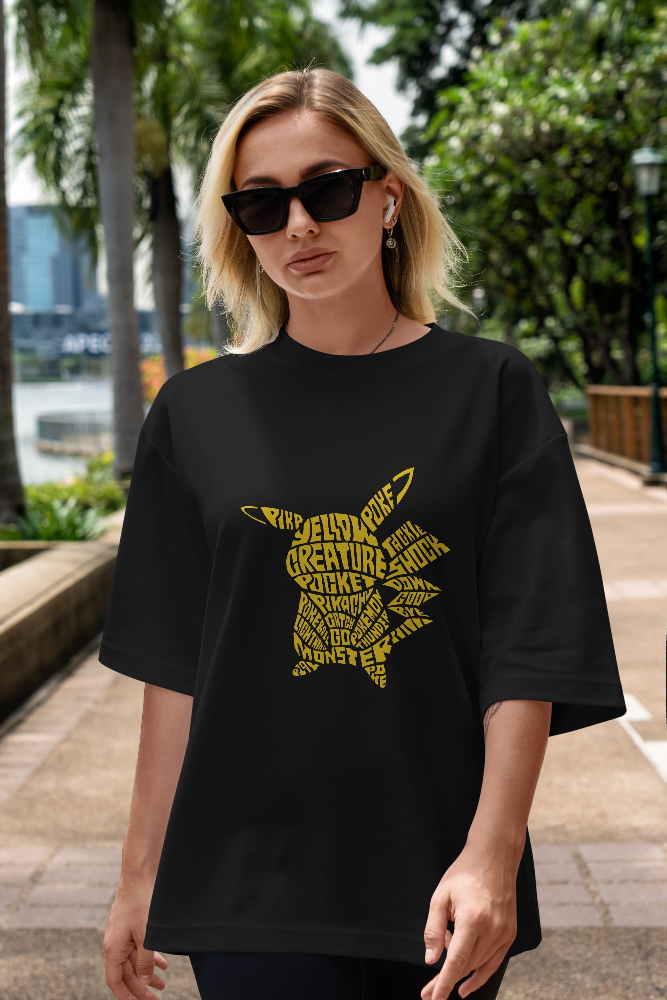 Pocket Monster Ön Baskılı Oversize t-shirt %100 pamuk Erkek Kadın Unisex