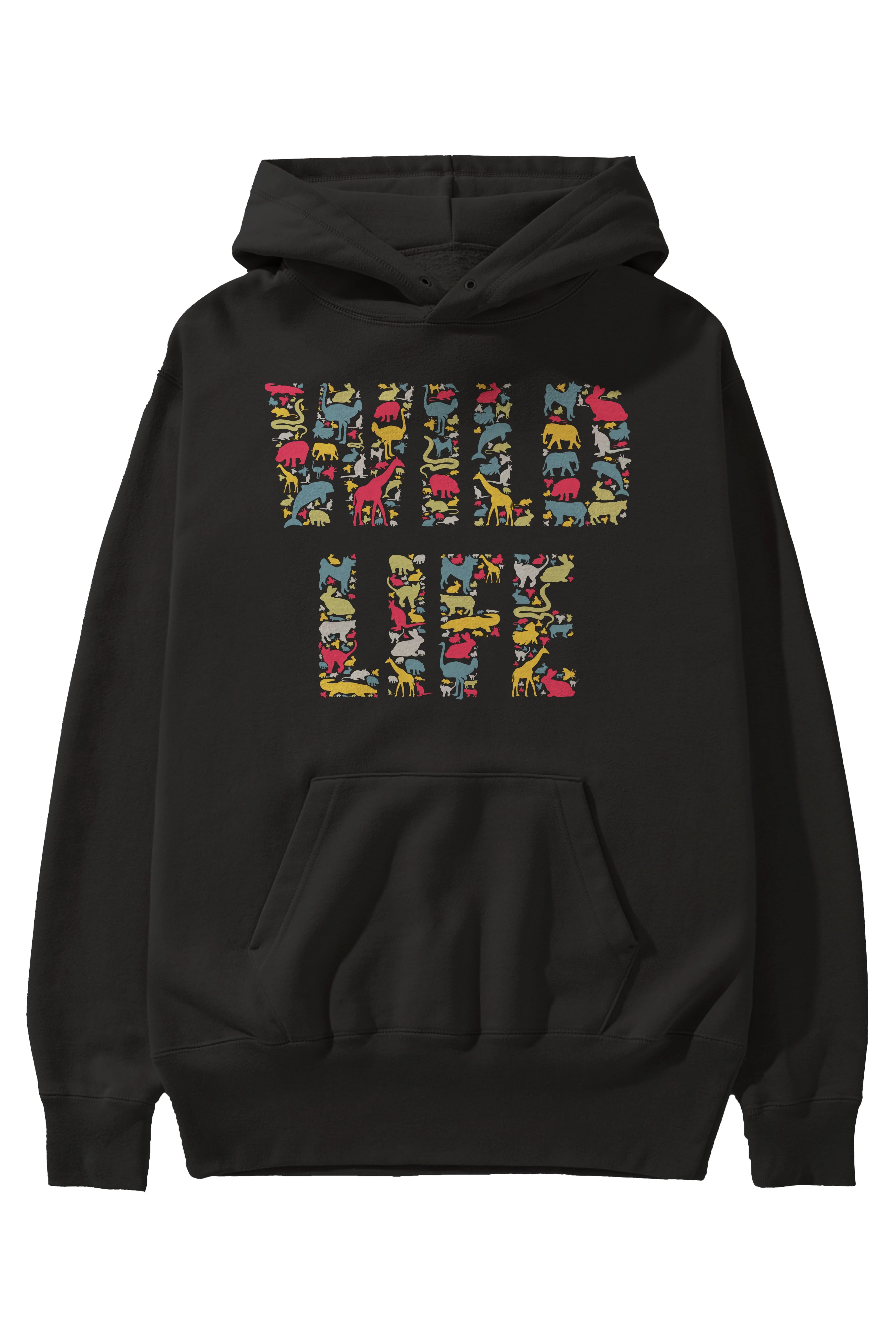 Wild Life Ön Baskılı Hoodie Oversize Kapüşonlu Sweatshirt Erkek Kadın Unisex