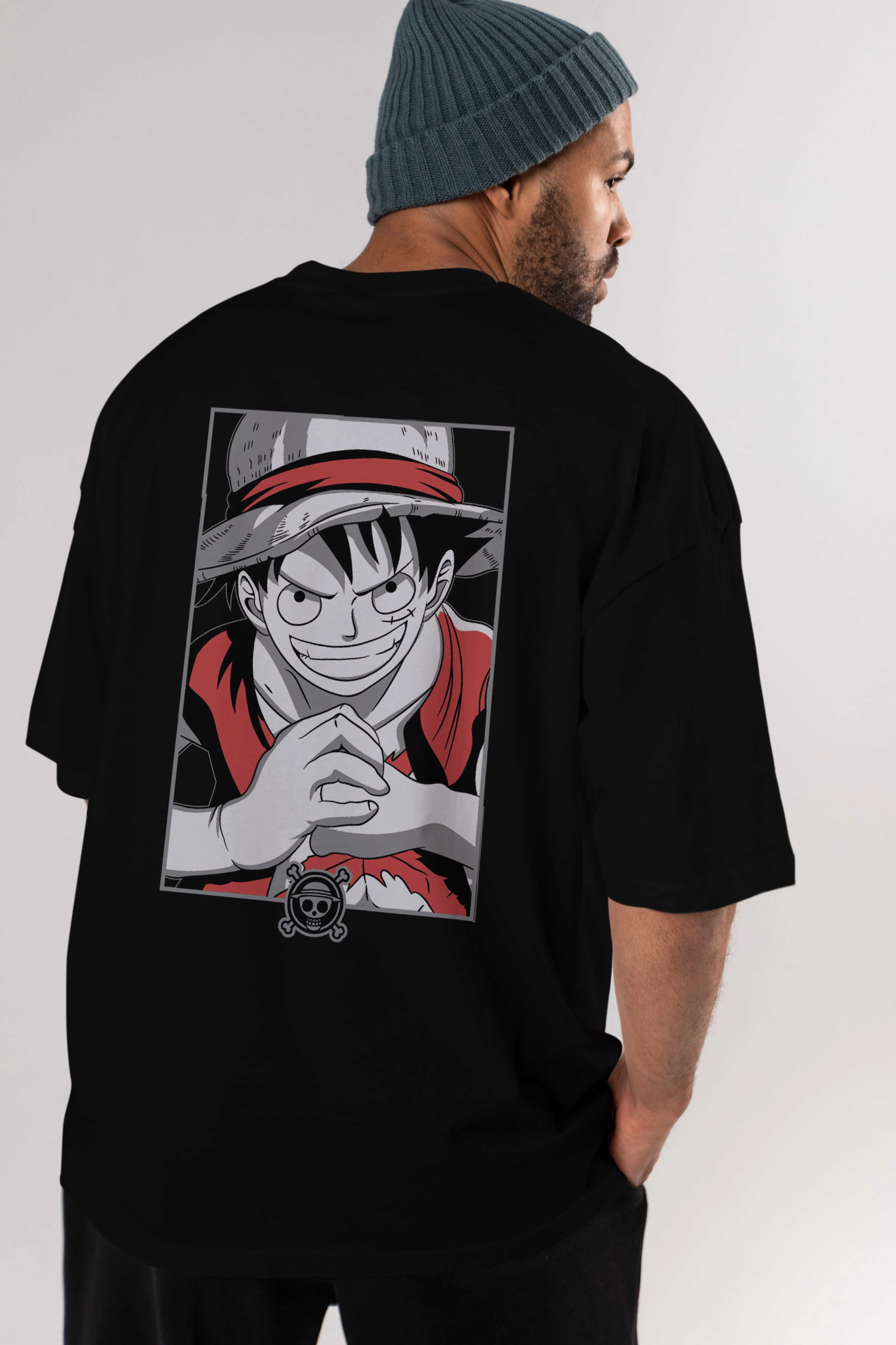LUFF D. MONKEY OnePiece Anime Arka Baskılı Oversize t-shirt Erkek Kadın Unisex