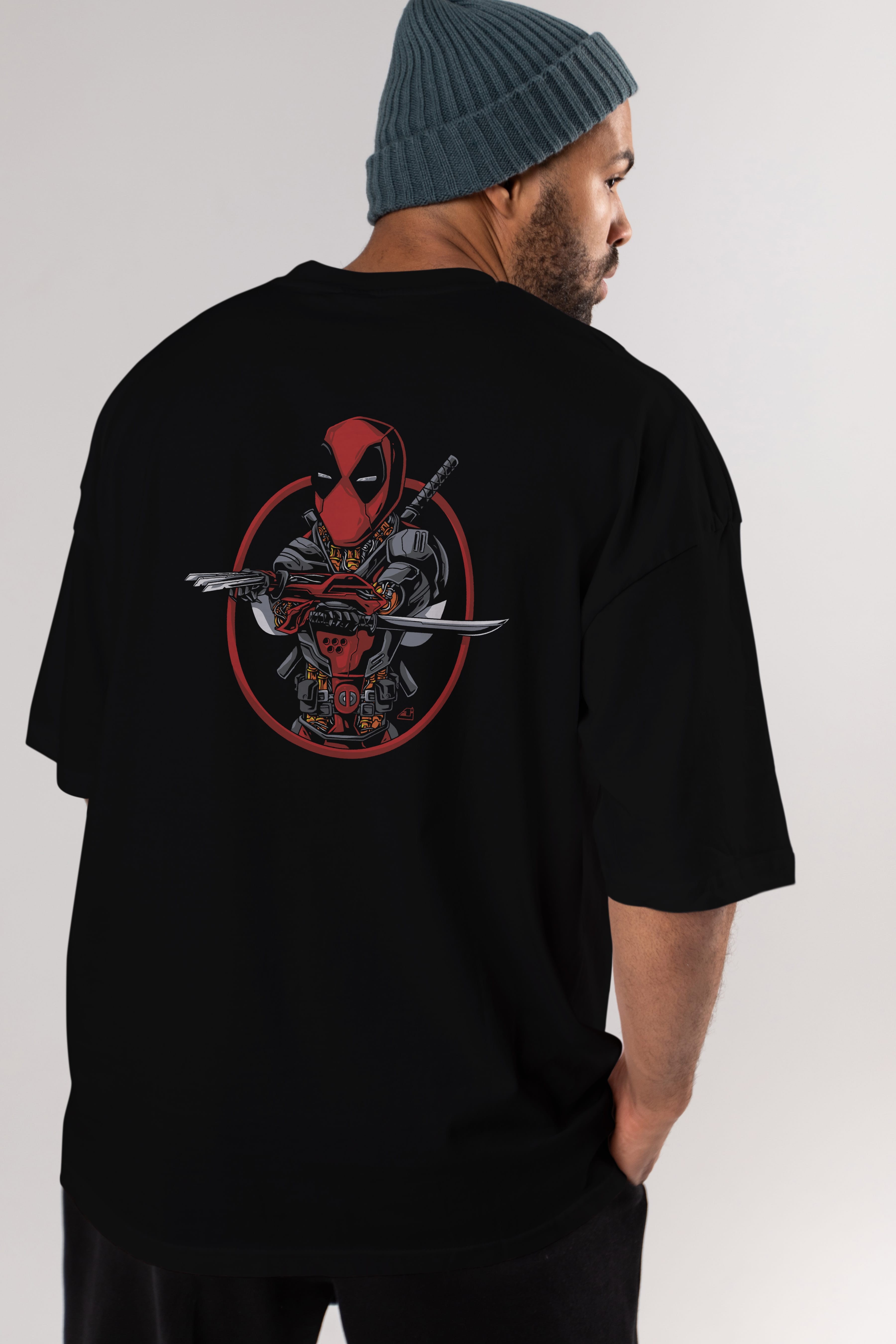 Deadpool (5) Arka Baskılı Oversize t-shirt Erkek Kadın Unisex %100 Pamuk Bisiklet Yaka tişort