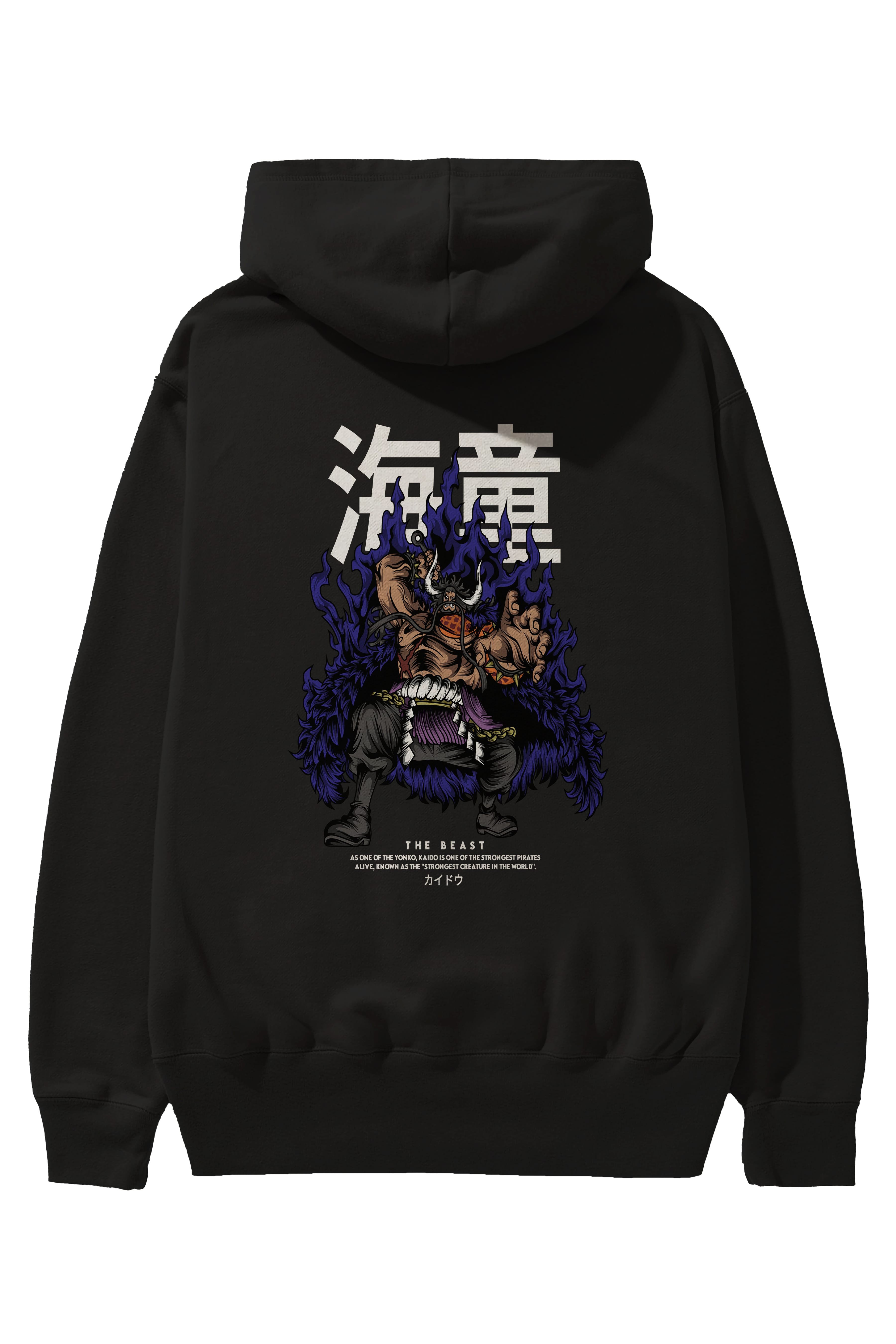 Kaido Anime Arka Baskılı Hoodie Oversize Kapüşonlu Sweatshirt Erkek Kadın Unisex