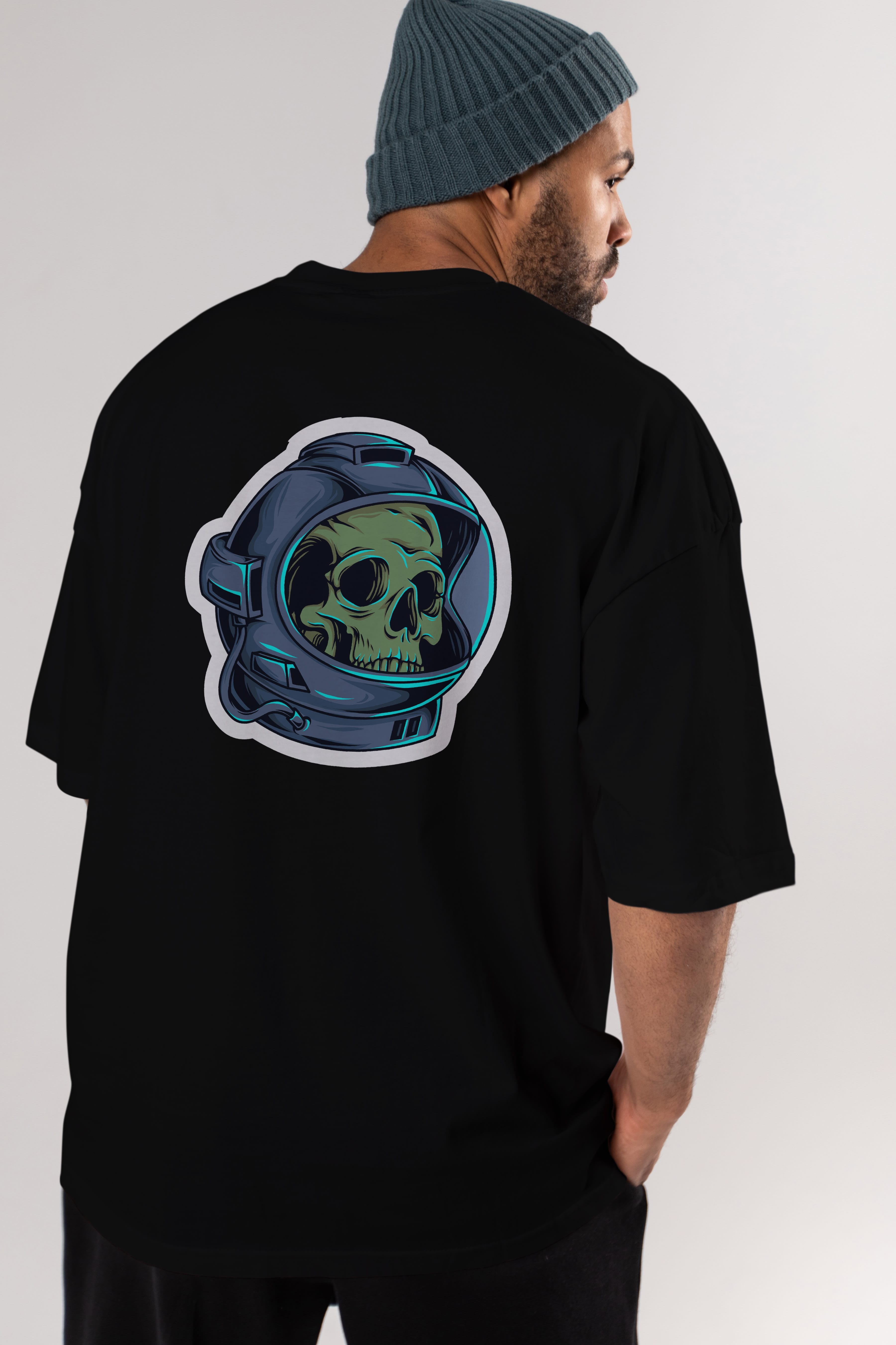 Astroskull Sticker Arka Baskılı Oversize t-shirt Erkek Kadın Unisex