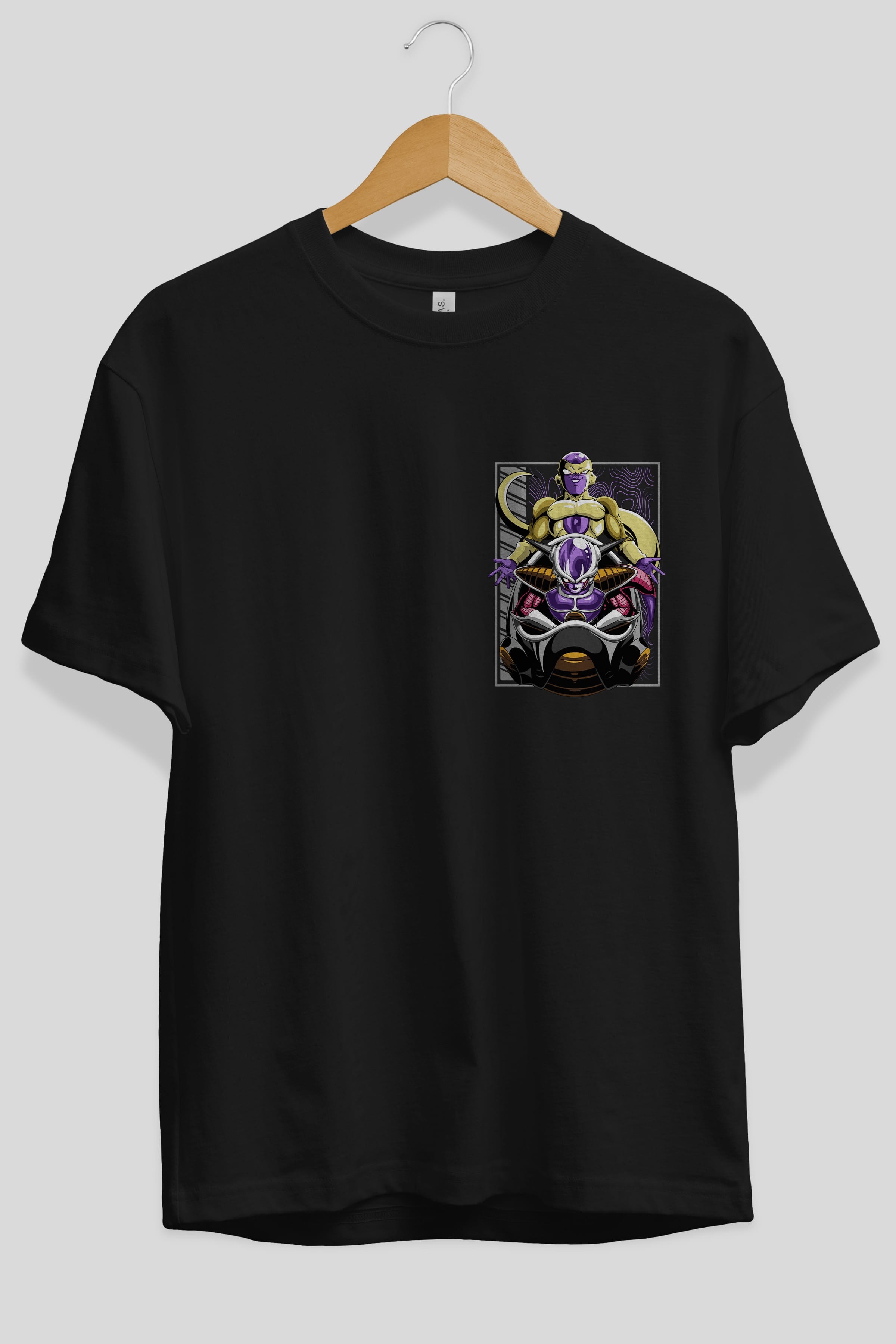 DragonBall Freezer Ön Sol Baskılı Oversize t-shirt Erkek Kadın Unisex %100 Pamuk Bisiklet Yaka tişort