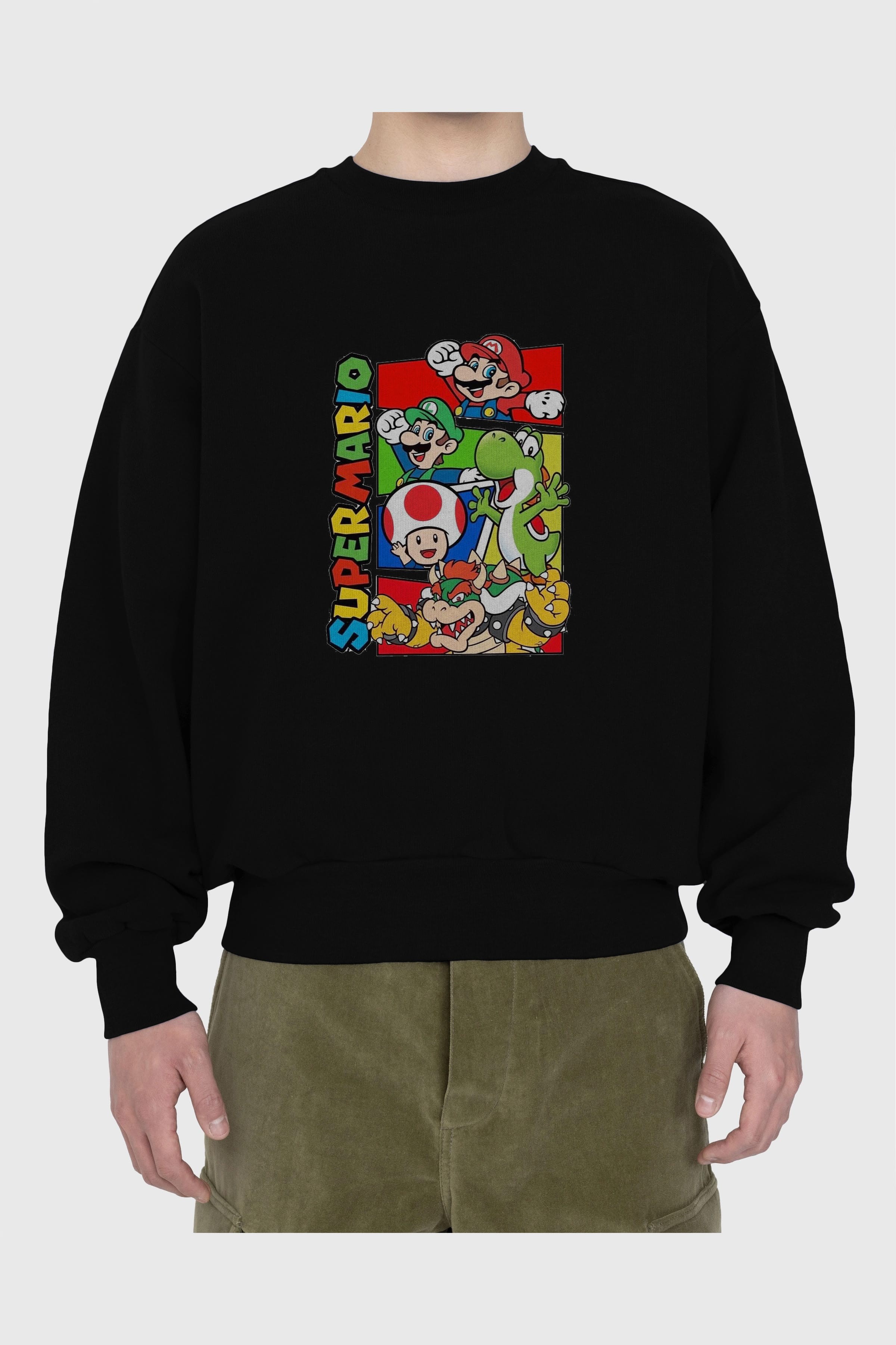 Super Mario Ön Baskılı Oversize Sweatshirt Erkek Kadın Unisex