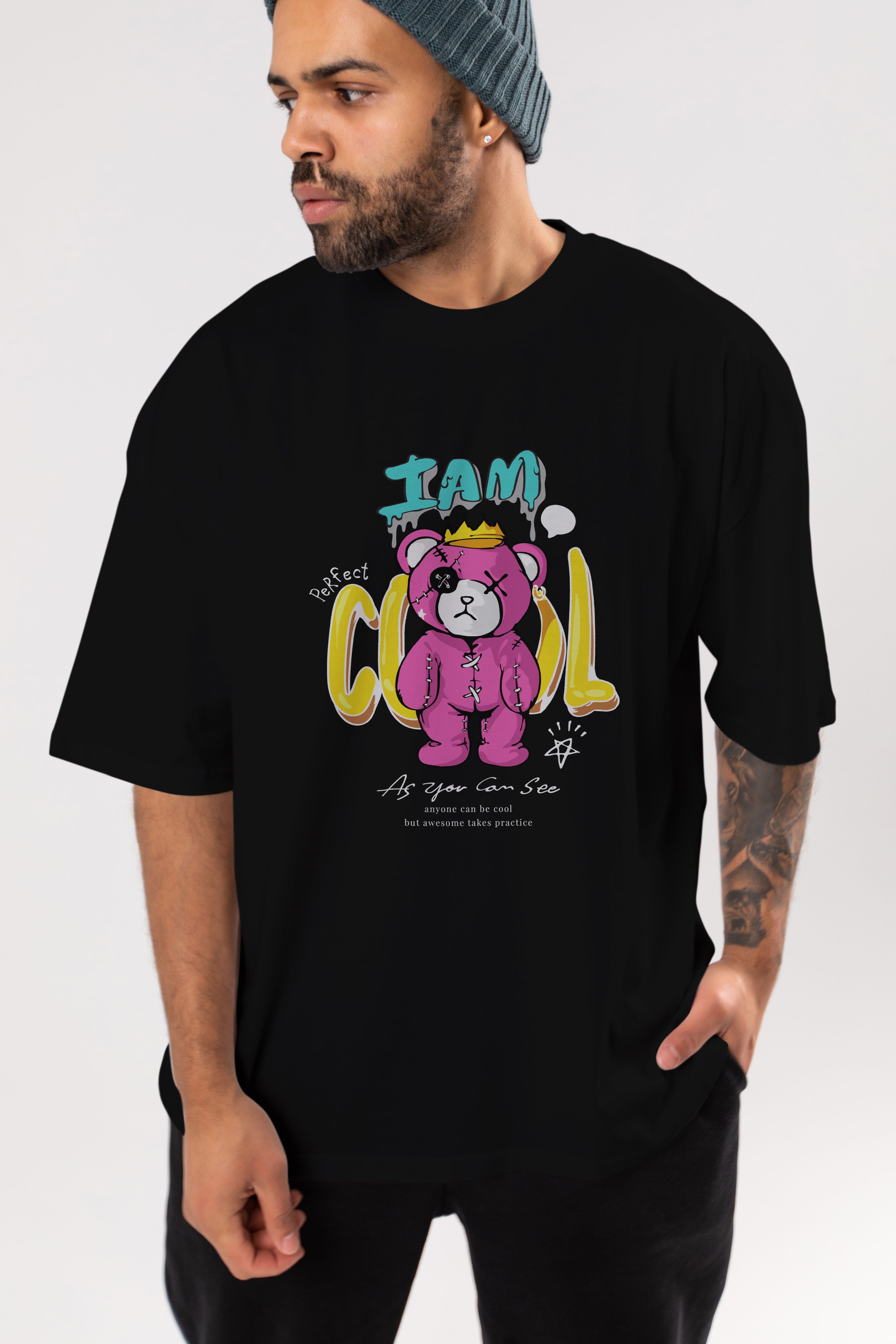 I am Cool Bear Ön Baskılı Oversize t-shirt Erkek Kadın Unisex