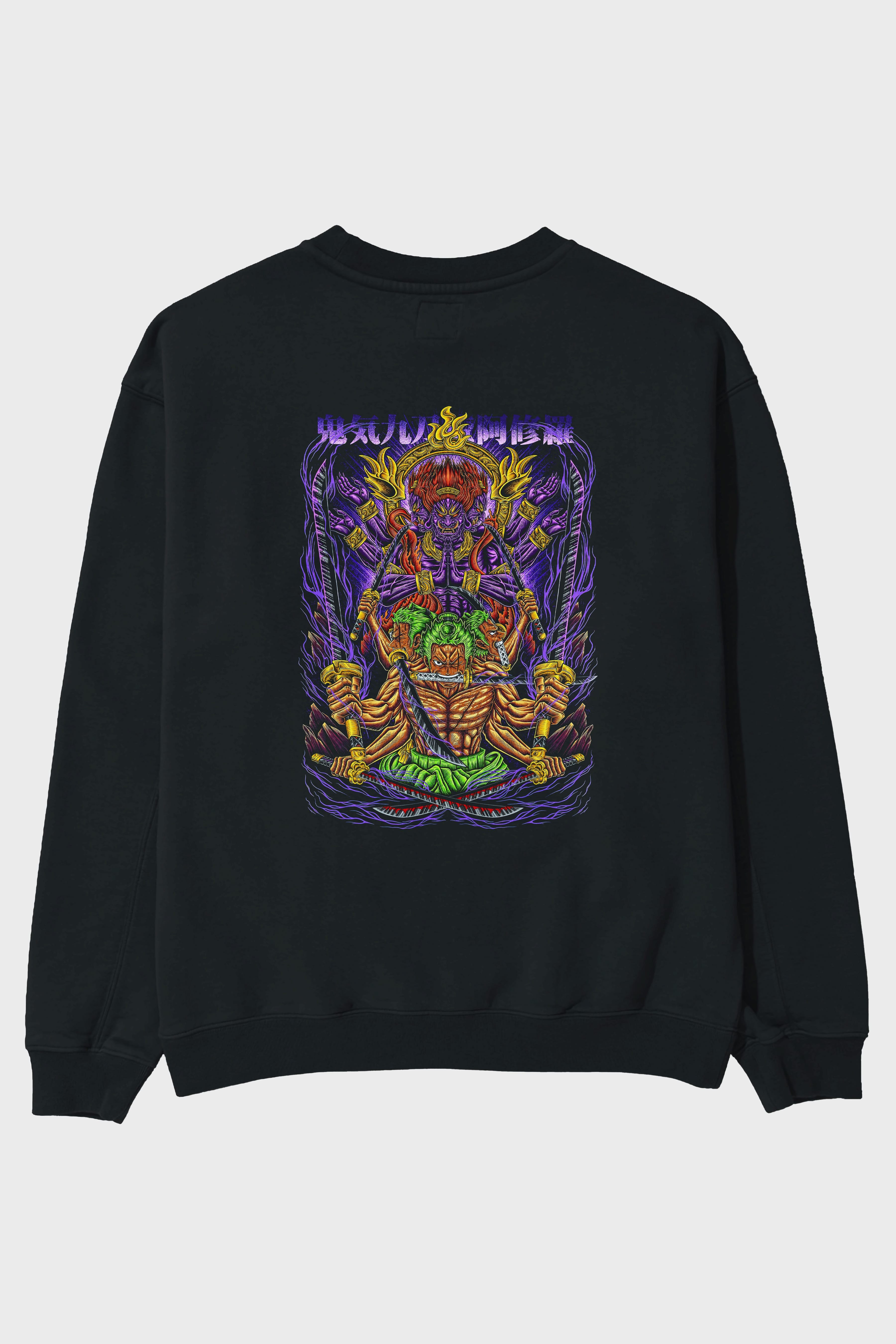 RORONOA ZORO 2 Anime Arka Baskılı Oversize Sweatshirt Erkek Kadın Unisex