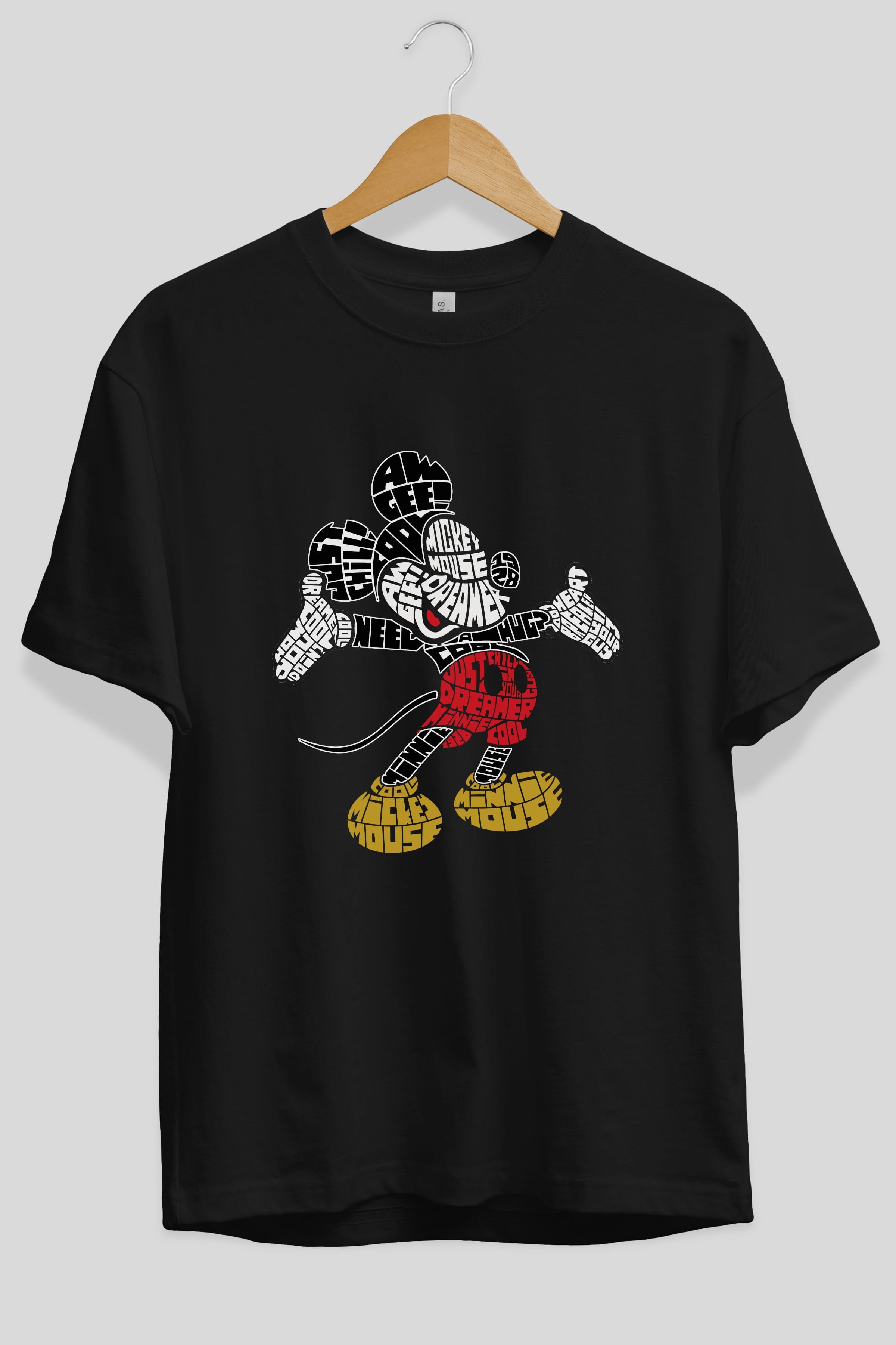 Mickey Ön Baskılı Oversize t-shirt %100 pamuk Erkek Kadın Unisex