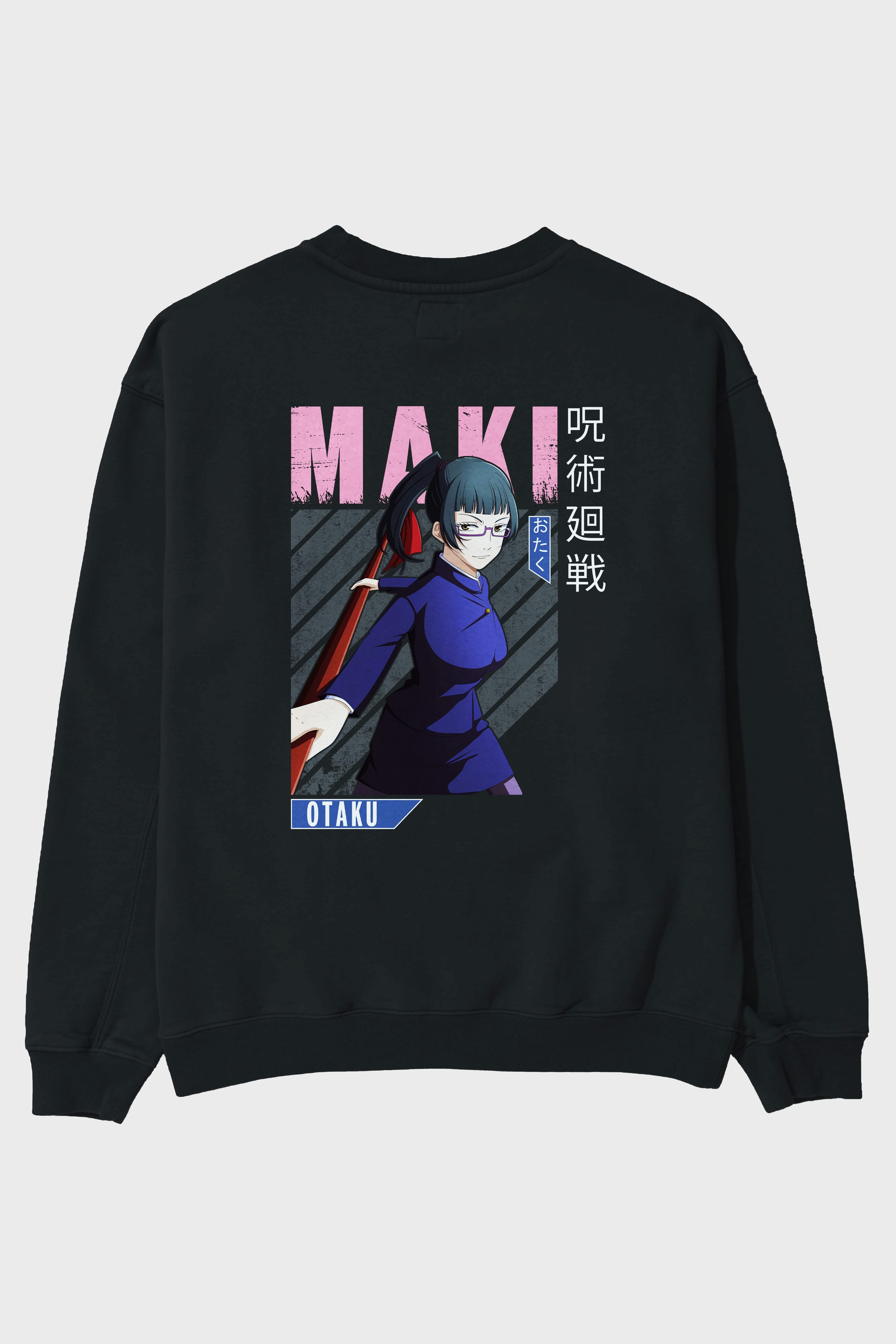 Maki Zenin CHAINSAWMAN Anime Arka Baskılı Oversize Sweatshirt Erkek Kadın Unisex
