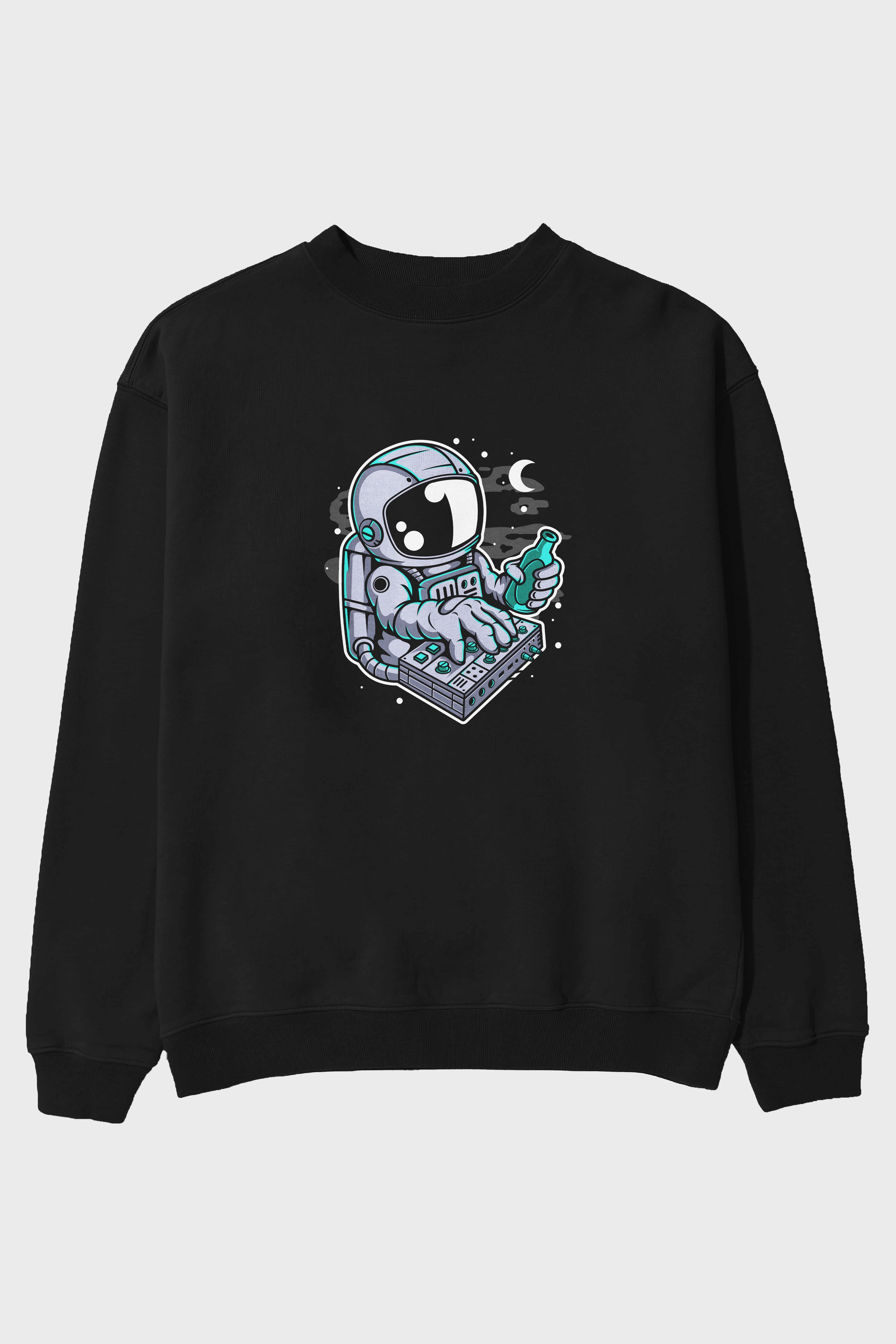 Astronaut Synth Ön Baskılı Oversize Sweatshirt Erkek Kadın Unisex