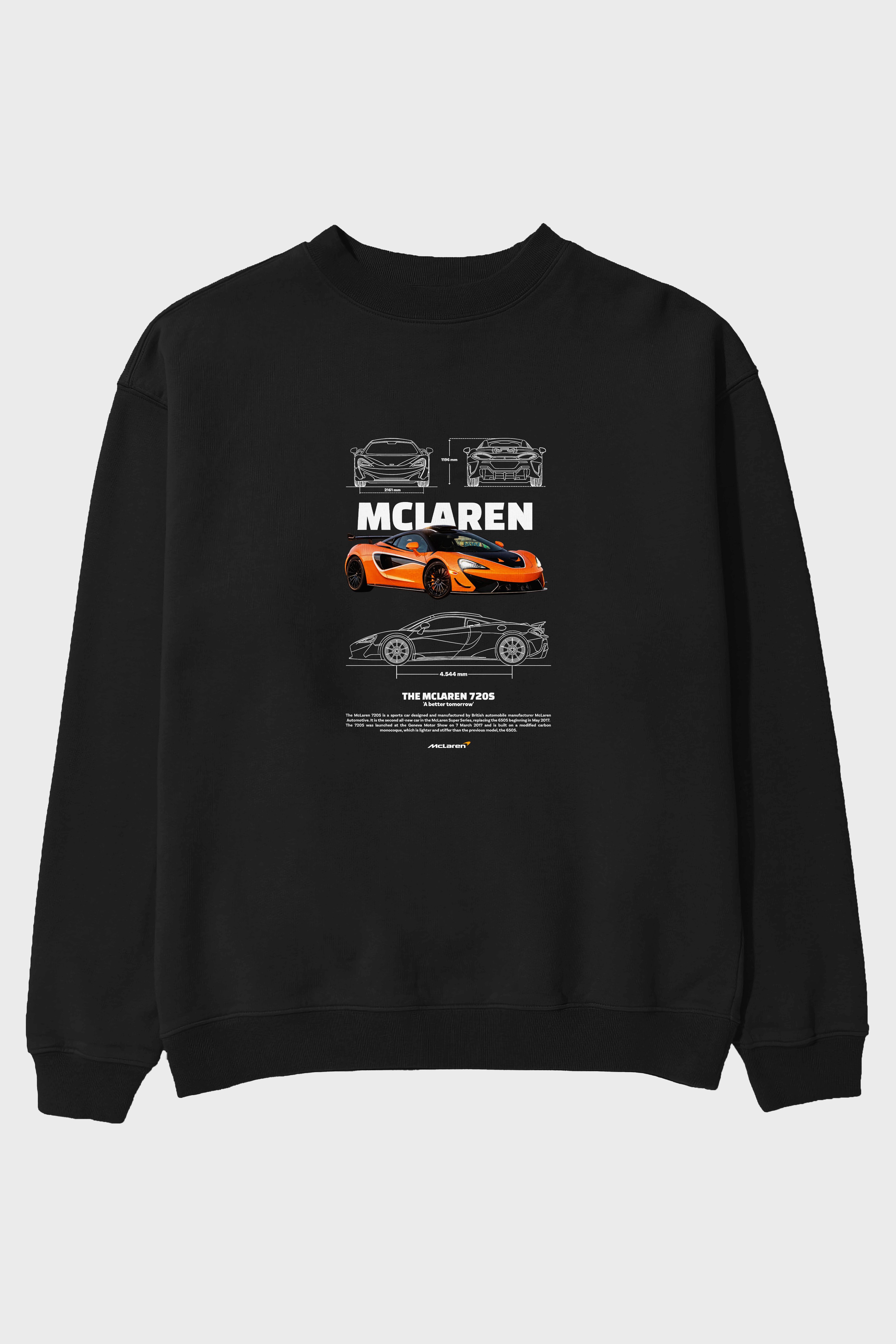 MCLAREN 720S ORANGE Ön Baskılı Anime Oversize Sweatshirt Erkek Kadın Unisex