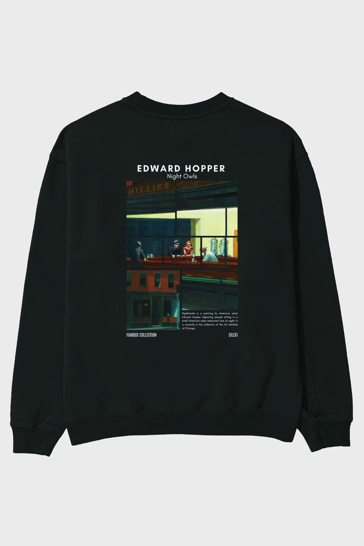 Edward Hopper Night Owls Arka Baskılı Oversize Sweatshirt Erkek Kadın Unisex