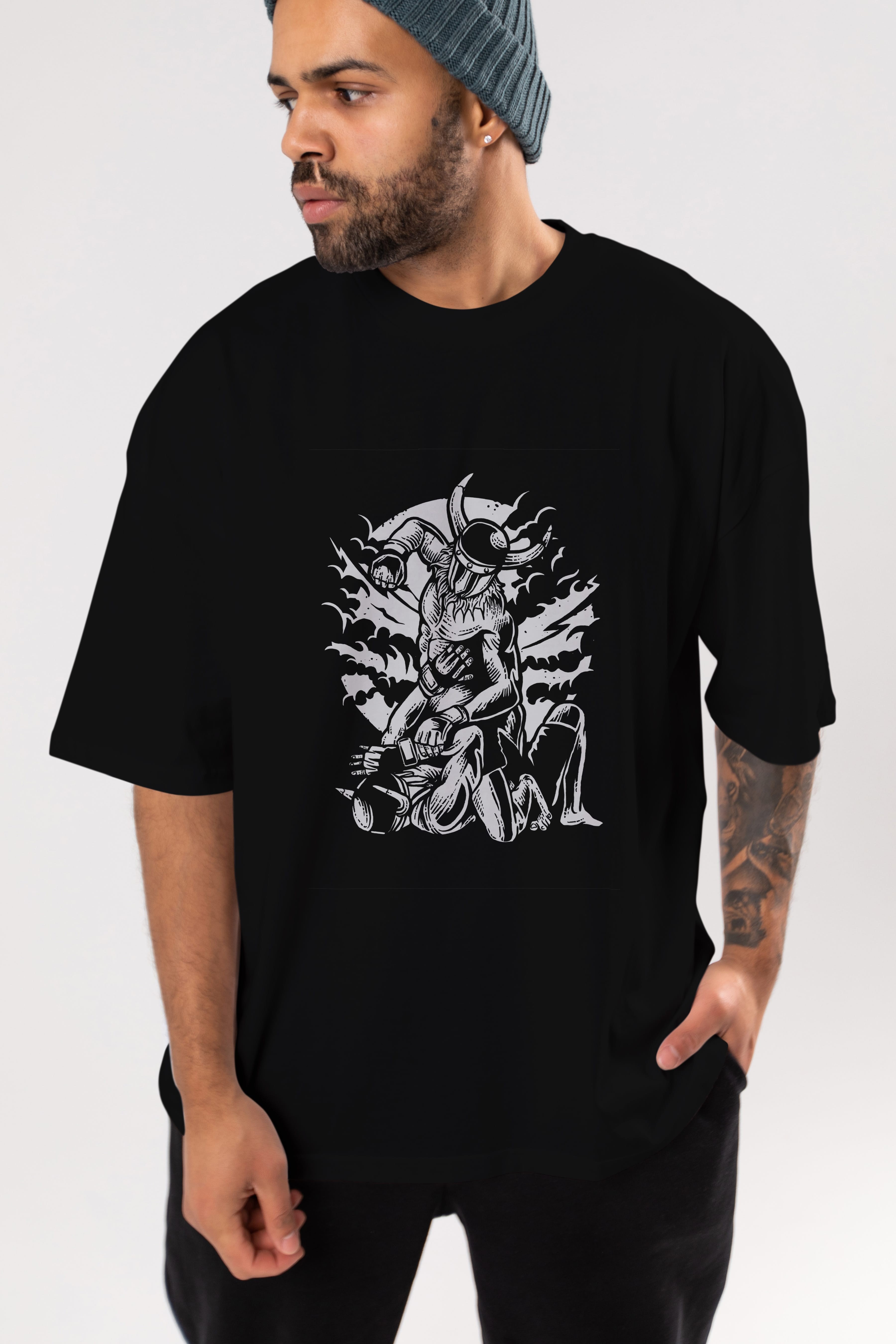 Viking MMA Fighter Ön Baskılı Oversize t-shirt Erkek Kadın Unisex %100 Pamuk tişort