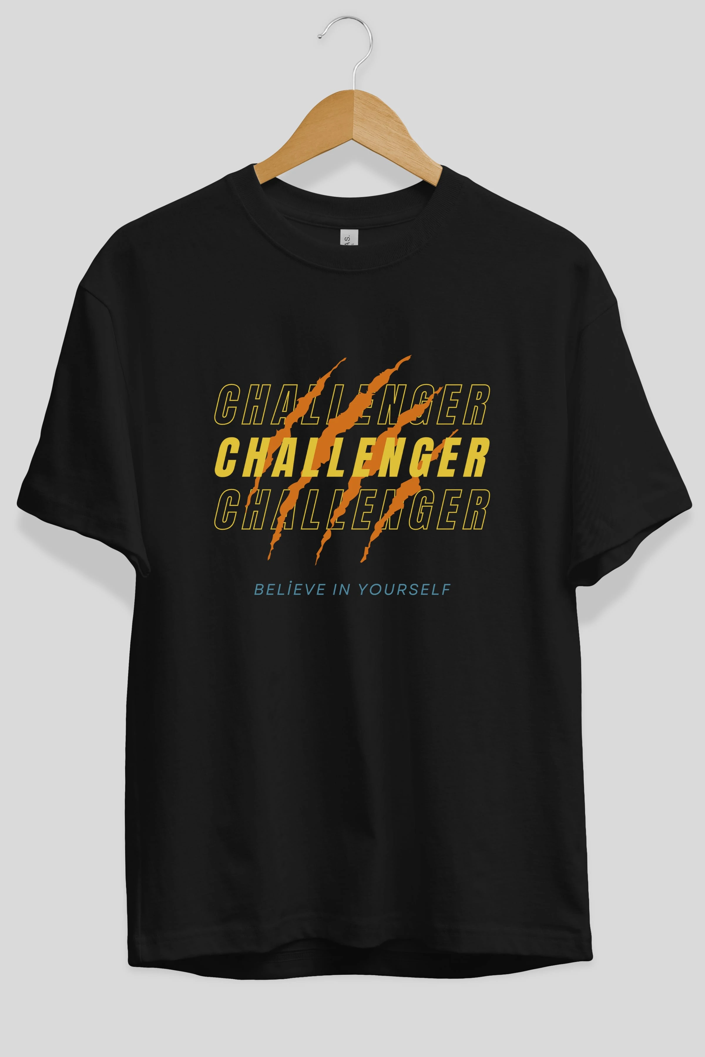 Challenger Yazılı Ön Baskılı Oversize t-shirt Erkek Kadın Unisex