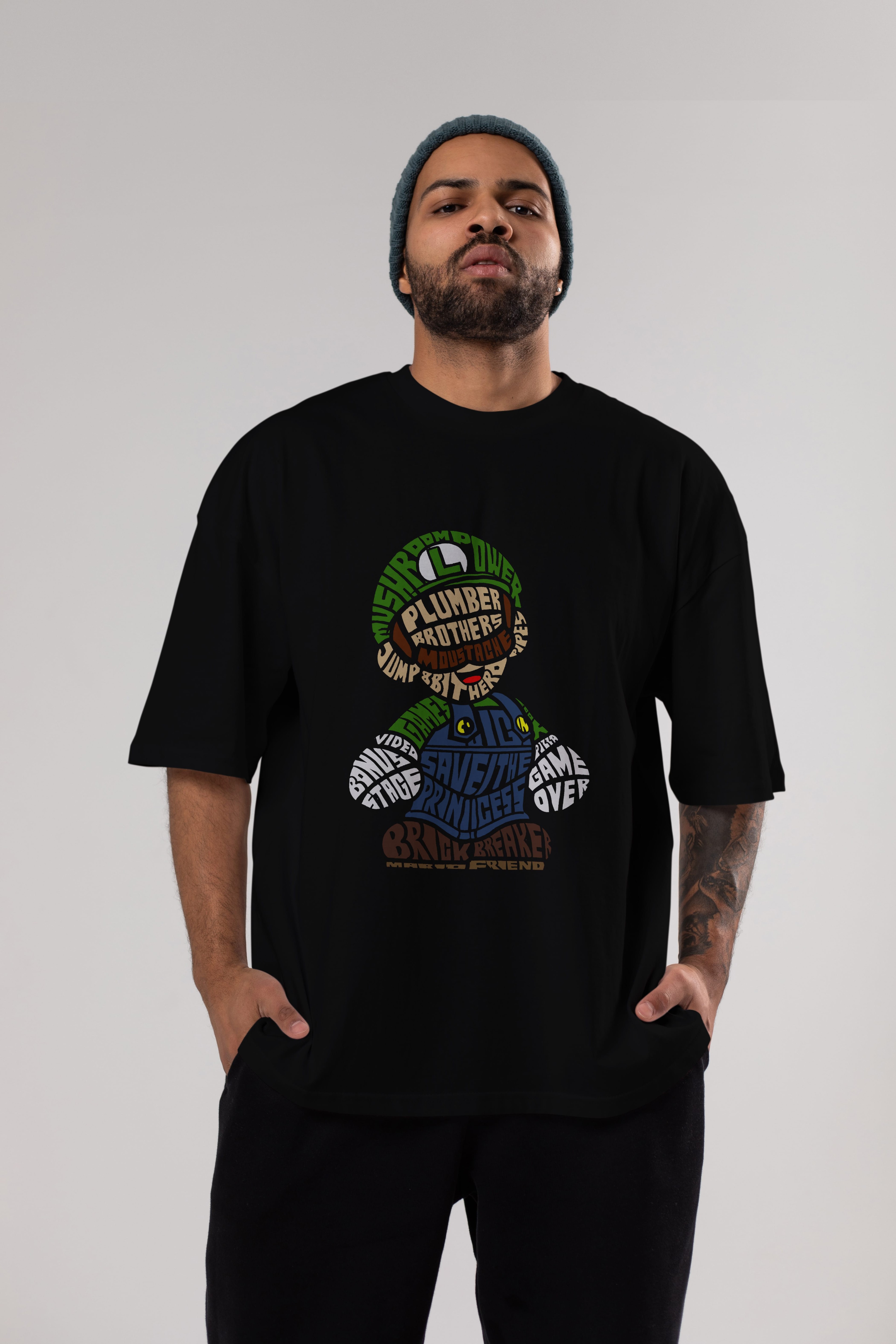 Plumber Brothers Ön Baskılı Oversize t-shirt %100 pamuk Erkek Kadın Unisex