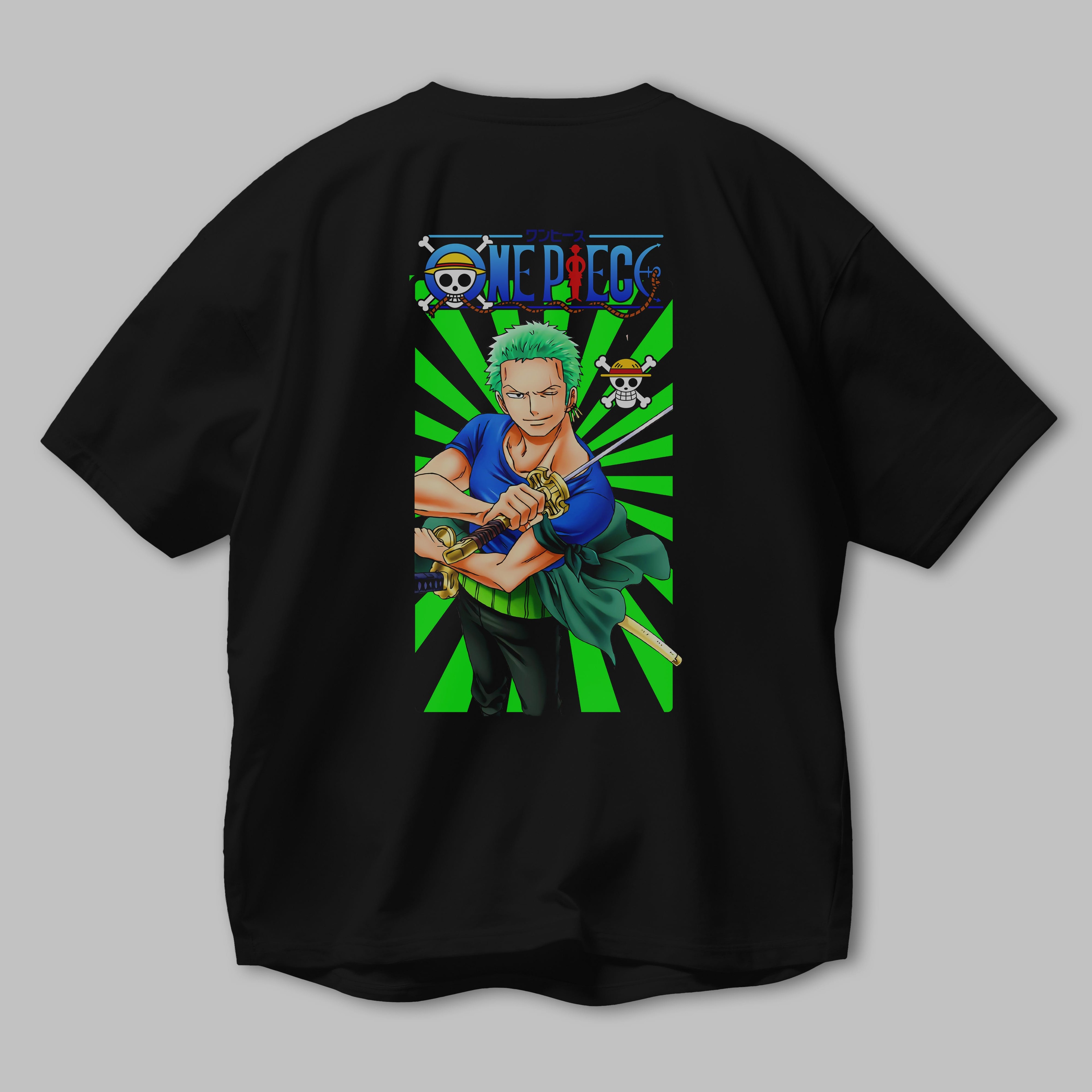 Roronoa Zoro 6 Anime Arka Baskılı Oversize t-shirt Erkek Kadın Unisex %100 pamuk tişort