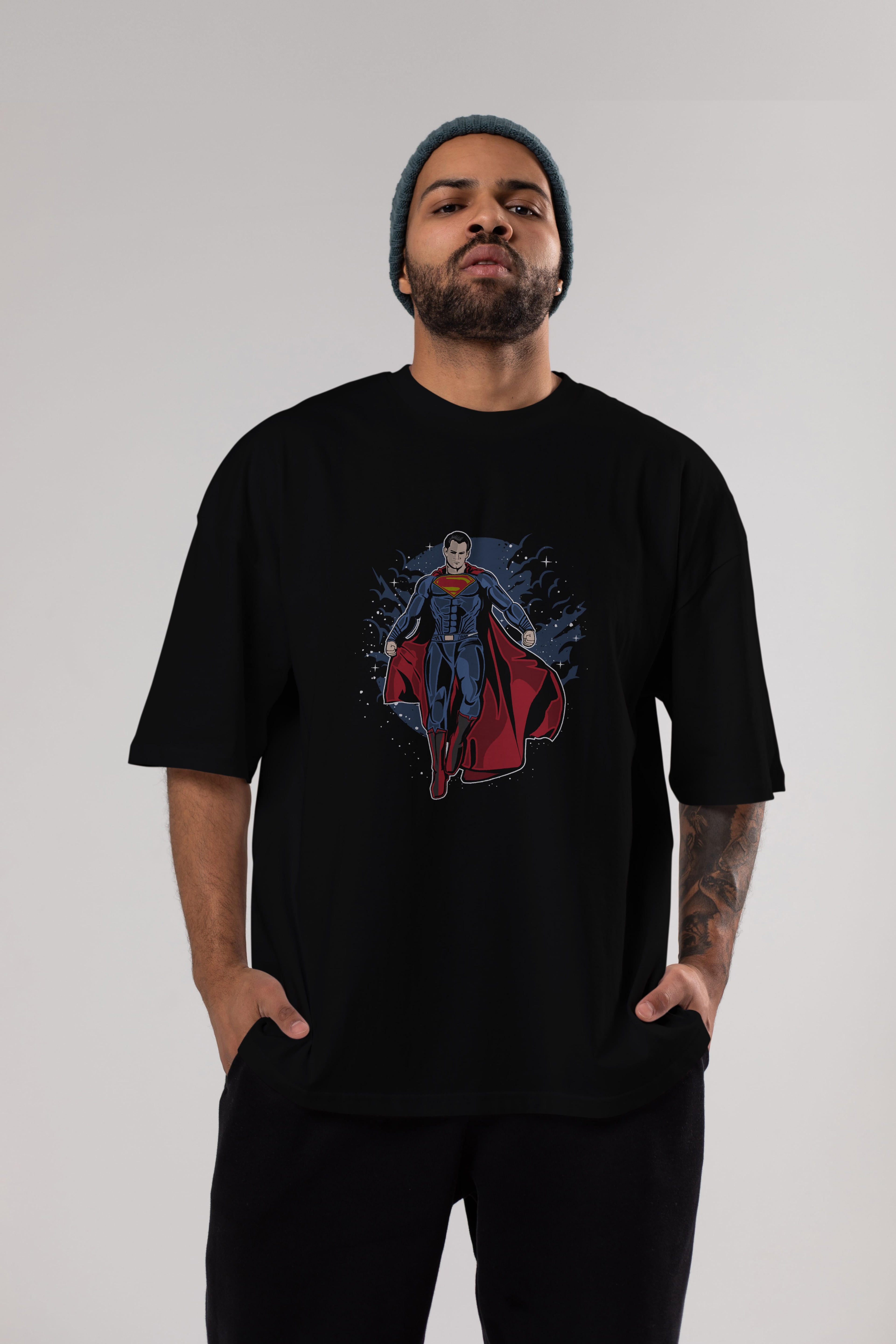 SUPERMAN Ön Baskılı Oversize t-shirt Erkek Kadın Unisex %100 Pamuk tişort