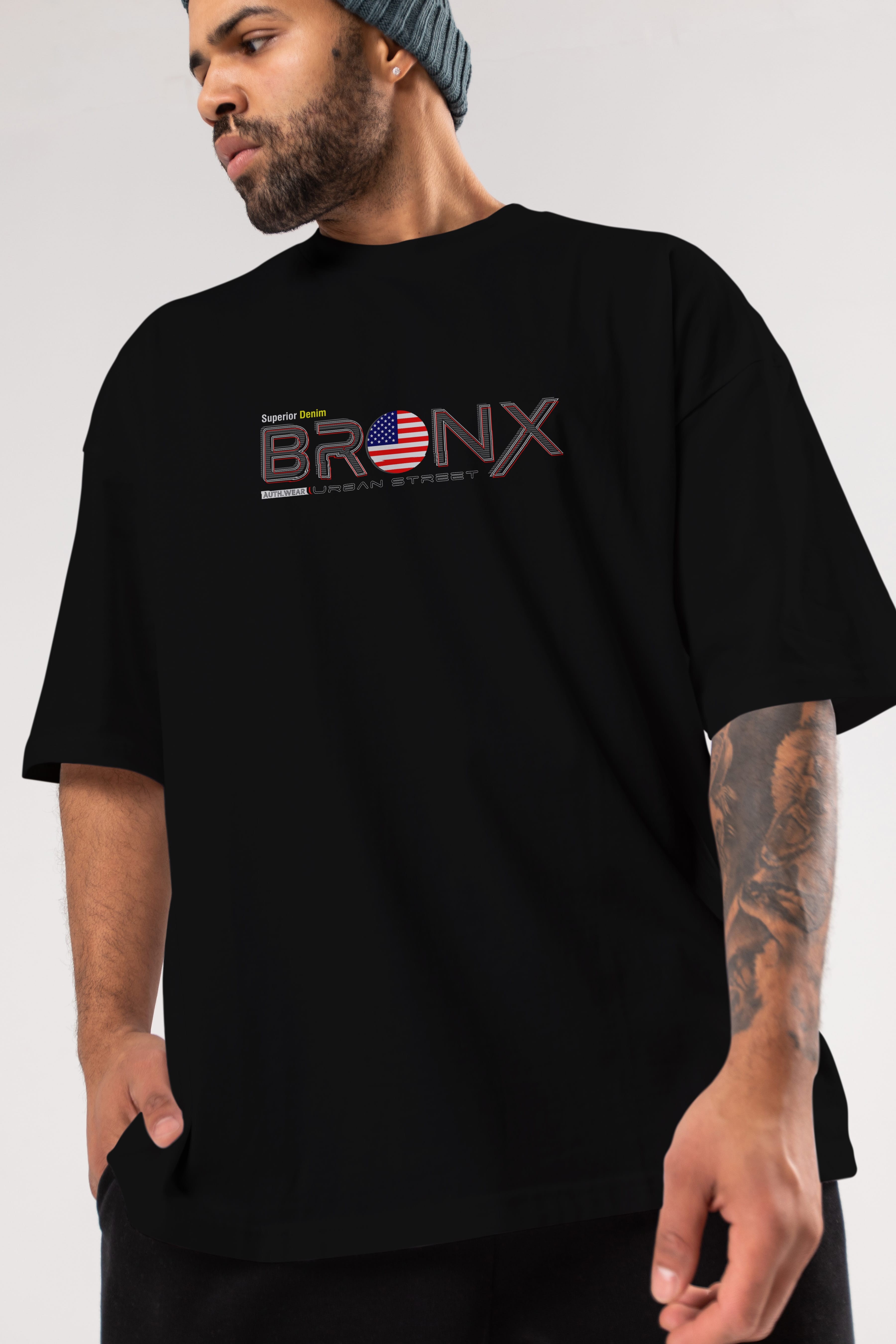 Bronx Ön Baskılı Oversize t-shirt Erkek Kadın Unisex