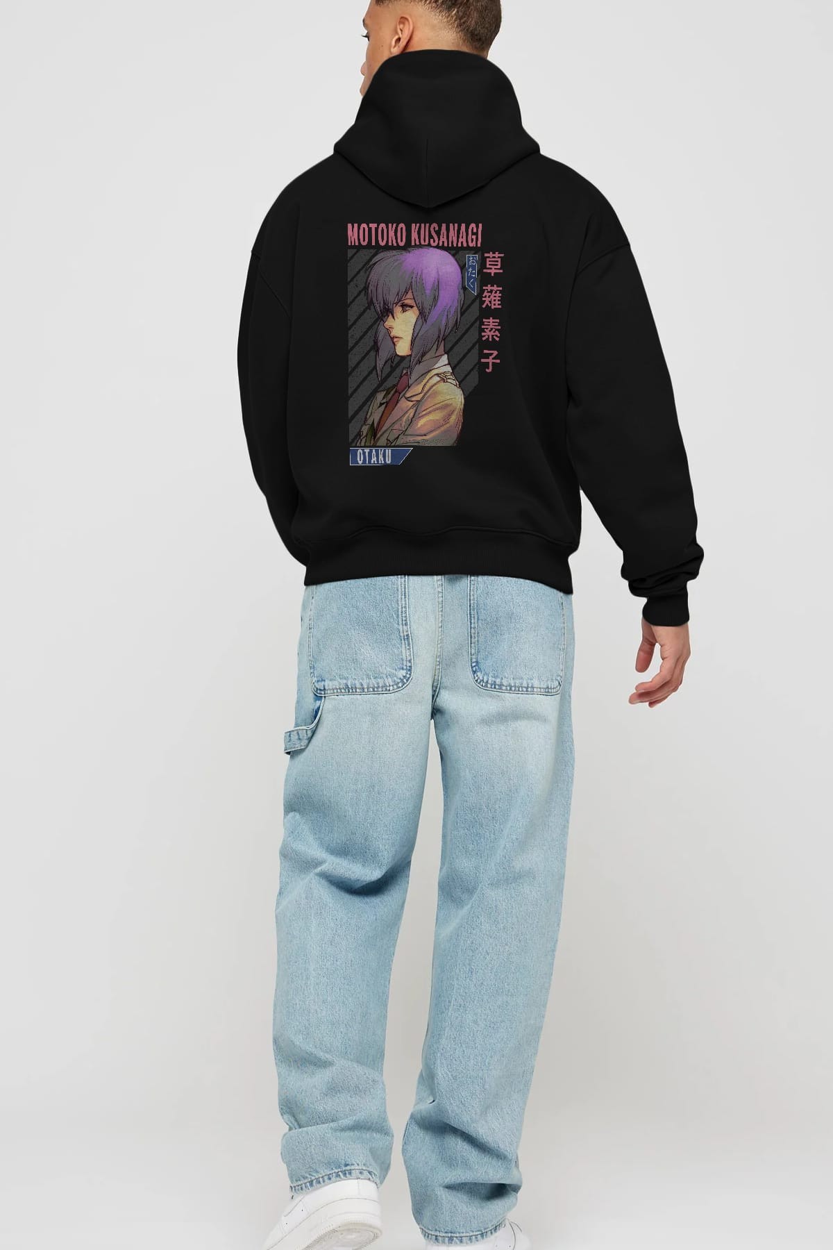 Motoko Kusanagi 4 Anime Arka Baskılı Hoodie Oversize Kapüşonlu Sweatshirt Erkek Kadın Unisex