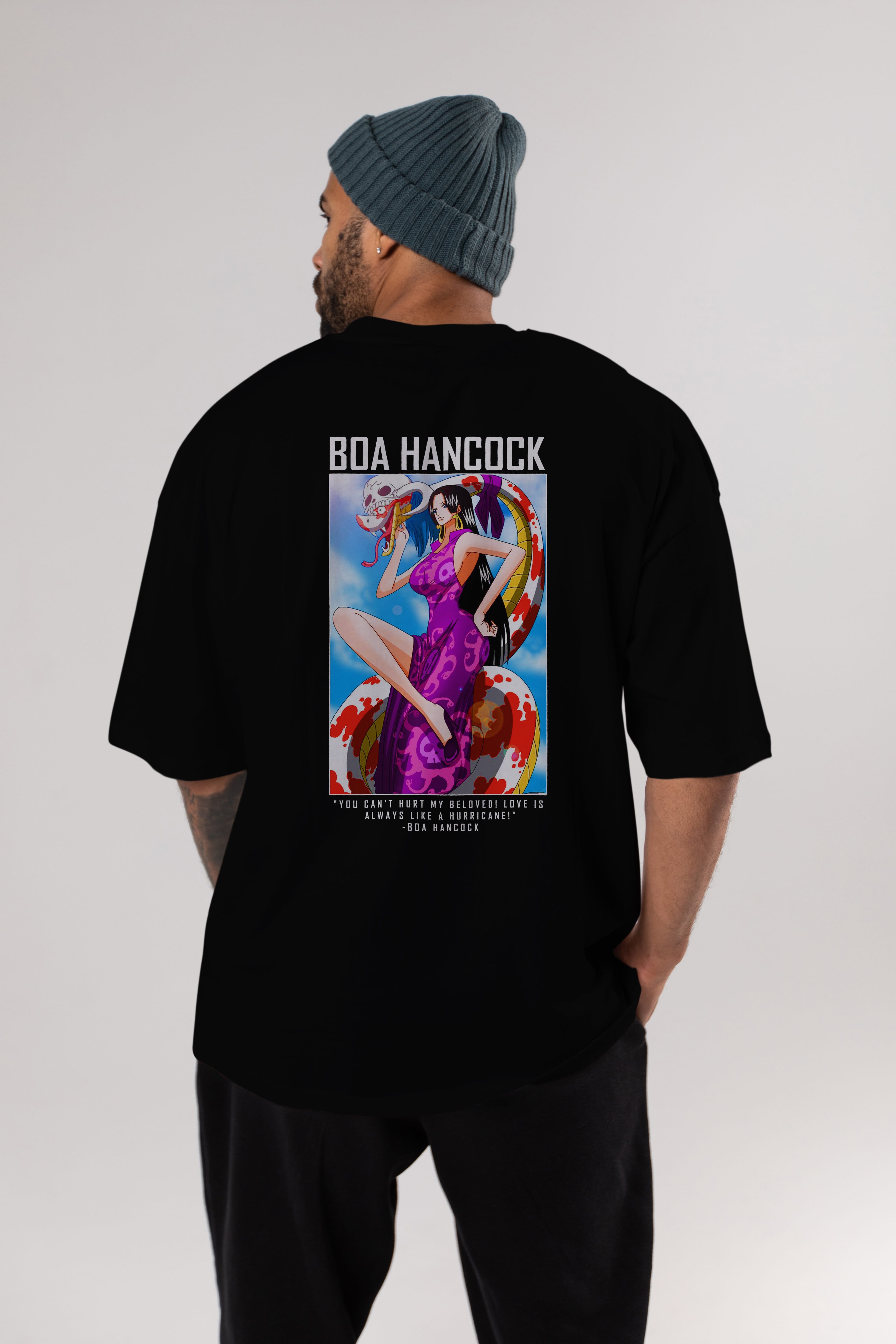 Boa Hancock Anime Arka Baskılı Oversize t-shirt Erkek Kadın Unisex %100 pamuk tişort