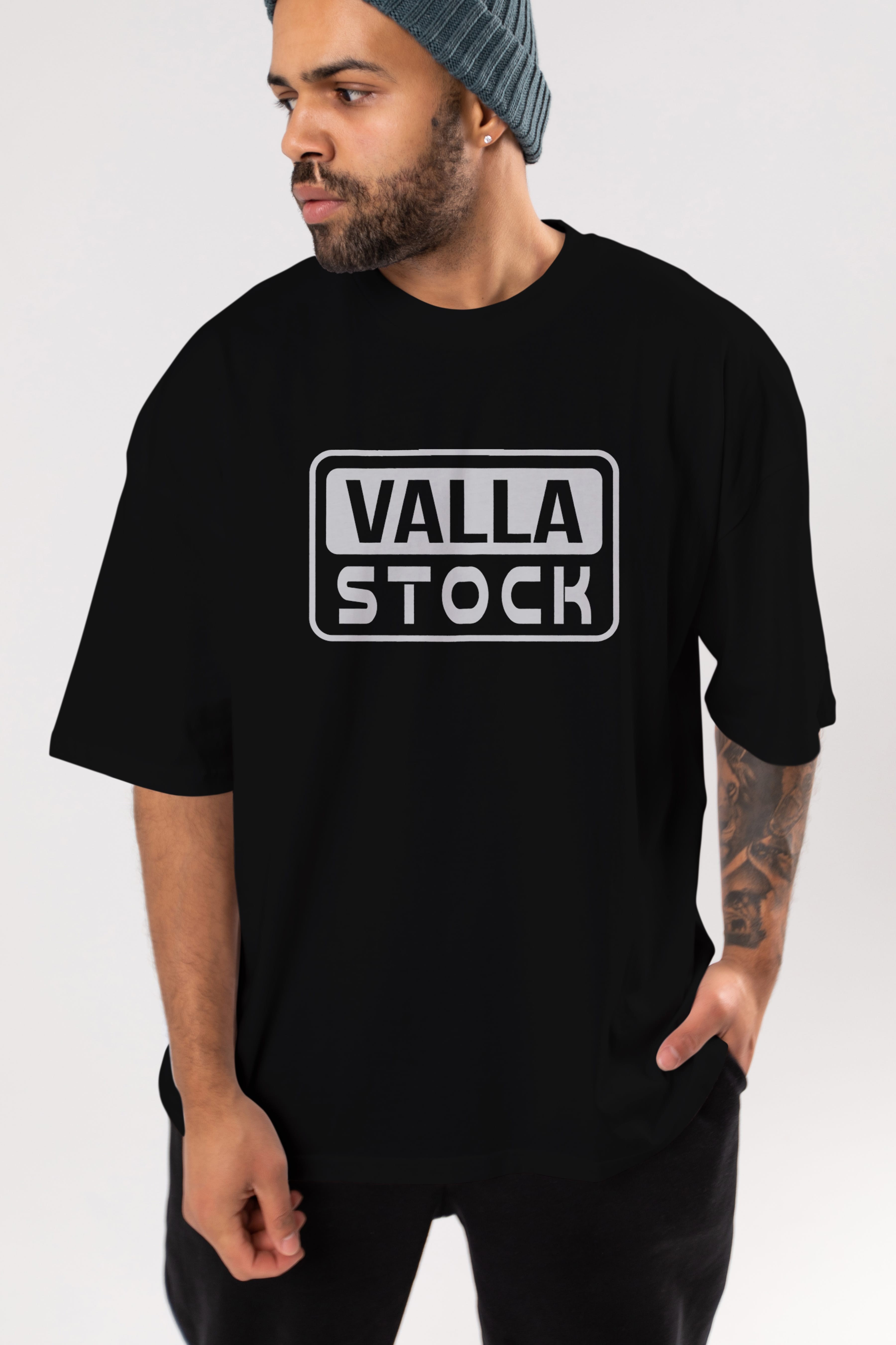 Valla Stock Ön Baskılı Oversize t-shirt %100 pamuk Erkek Kadın Unisex