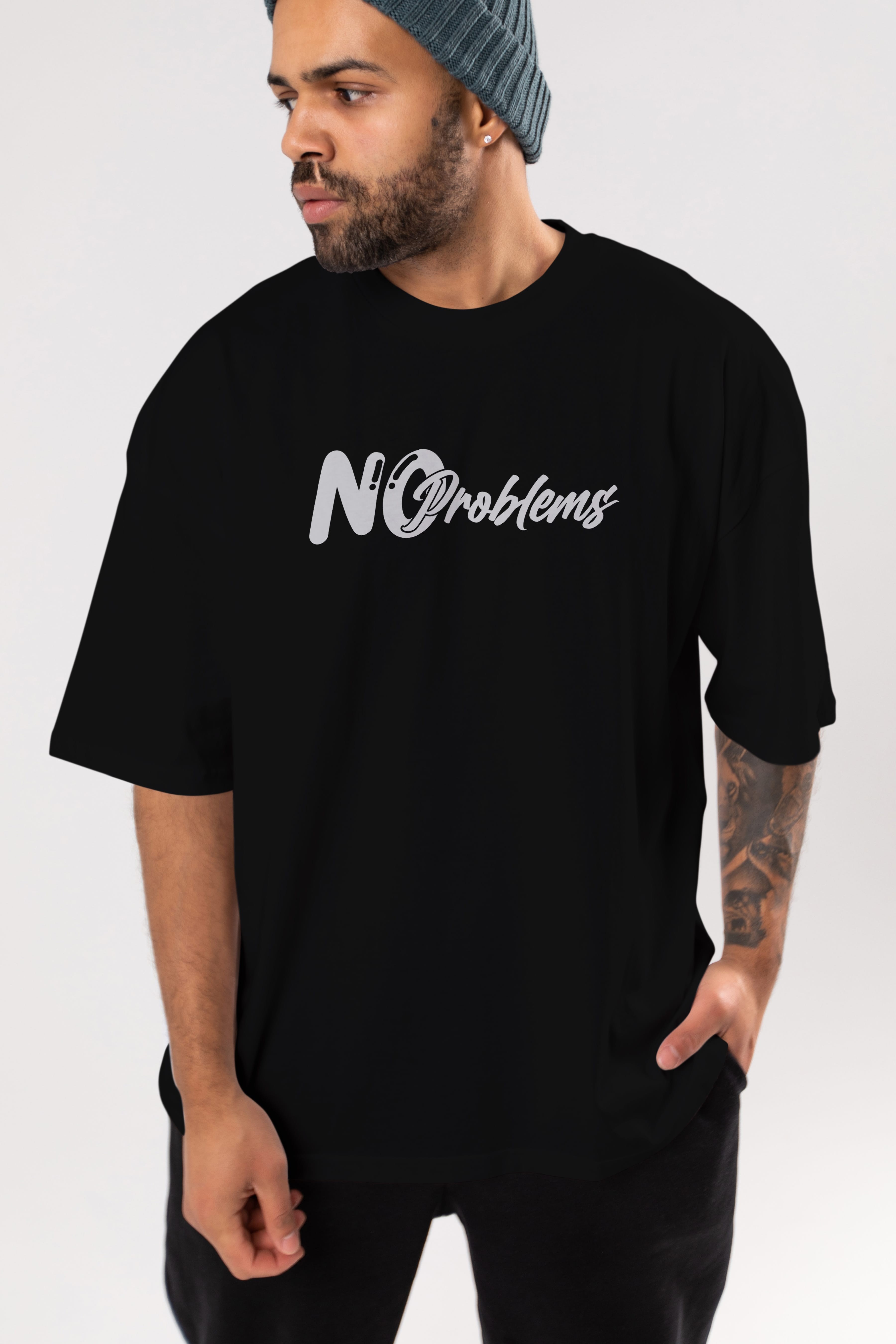No Problems Ön Baskılı Oversize t-shirt %100 pamuk Erkek Kadın Unisex