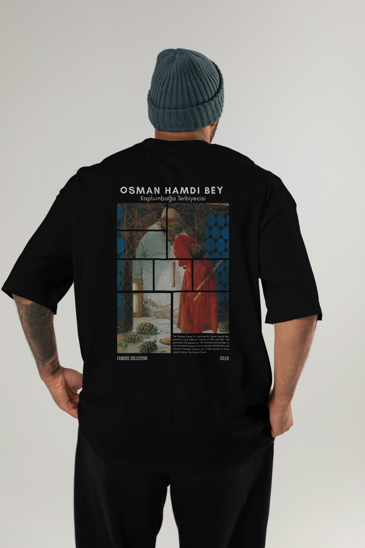 Osman Hamdi Bey Arka Baskılı Oversize t-shirt Erkek Kadın Bisiklet Yaka Pamuk tişort