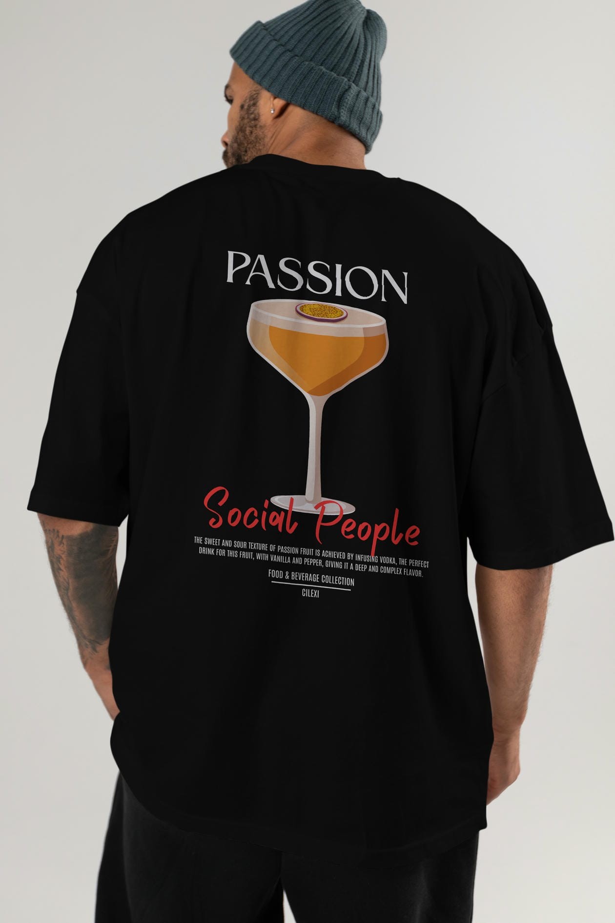 Passion Kokteyl Serisi Baskılı Oversize t-shirt Erkek Kadın Unisex %100 Pamuk Bisiklet Yaka tişort