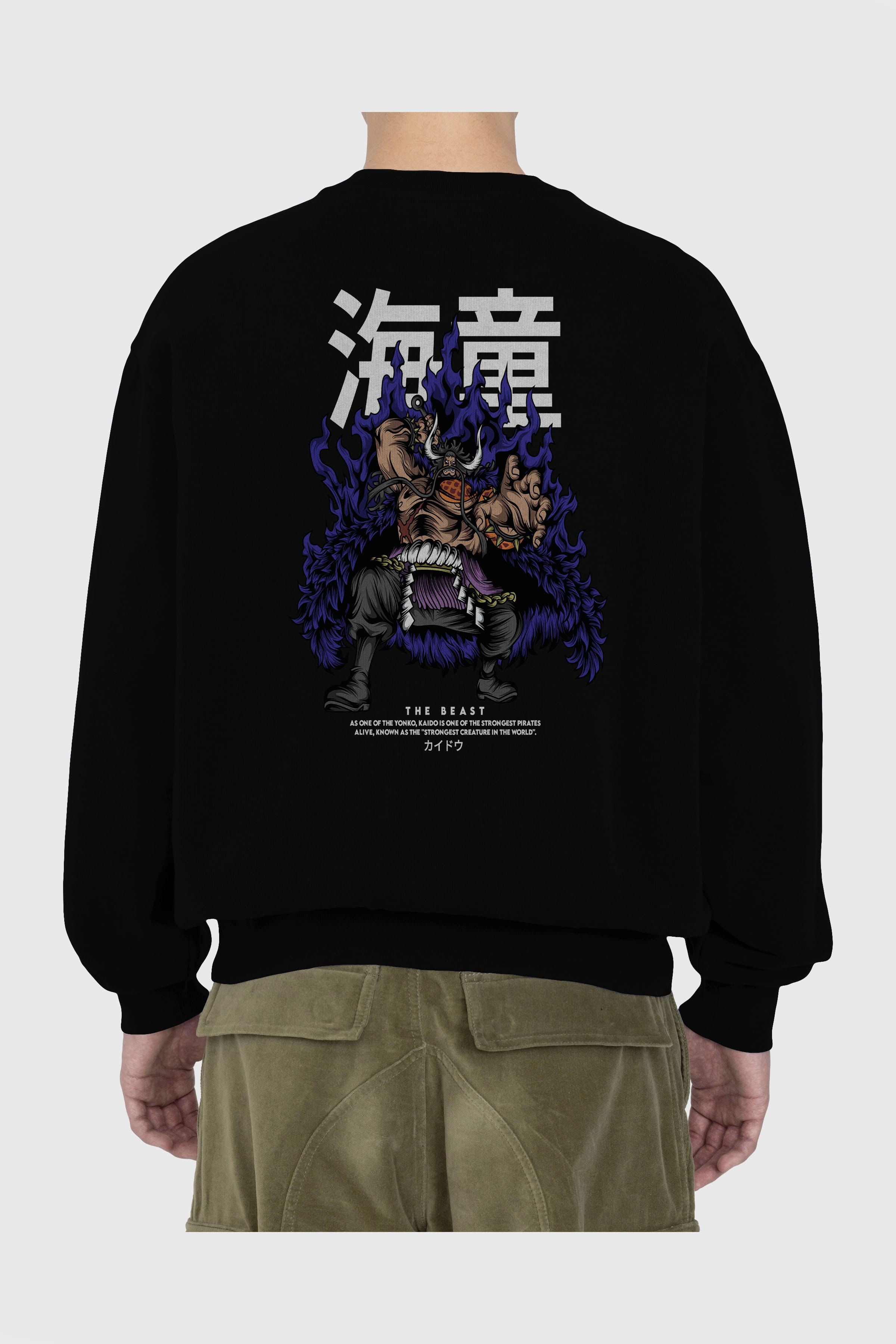 Kaido Anime Arka Baskılı Oversize Sweatshirt Erkek Kadın Unisex