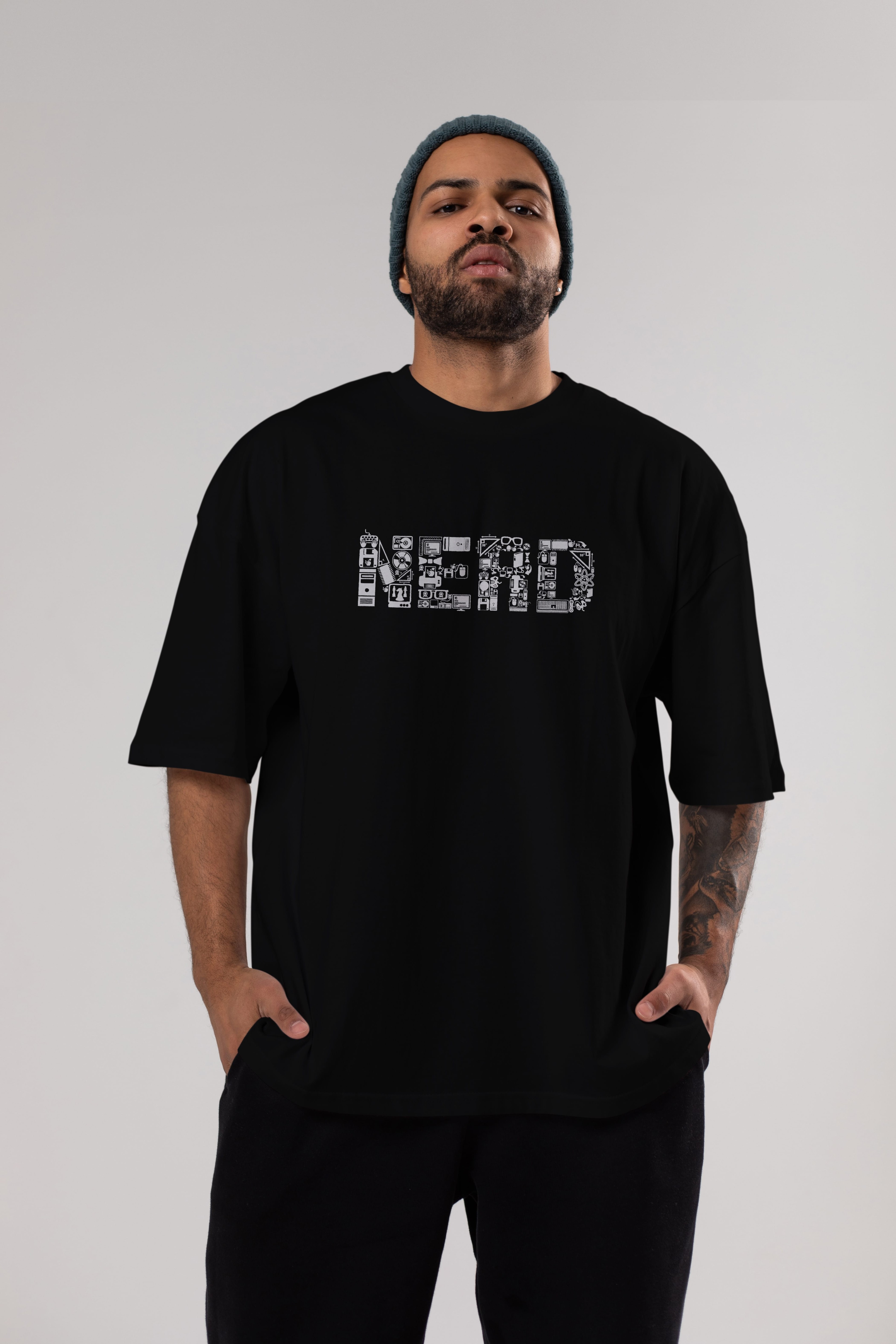 NERD Ön Baskılı Oversize t-shirt %100 pamuk Erkek Kadın Unisex