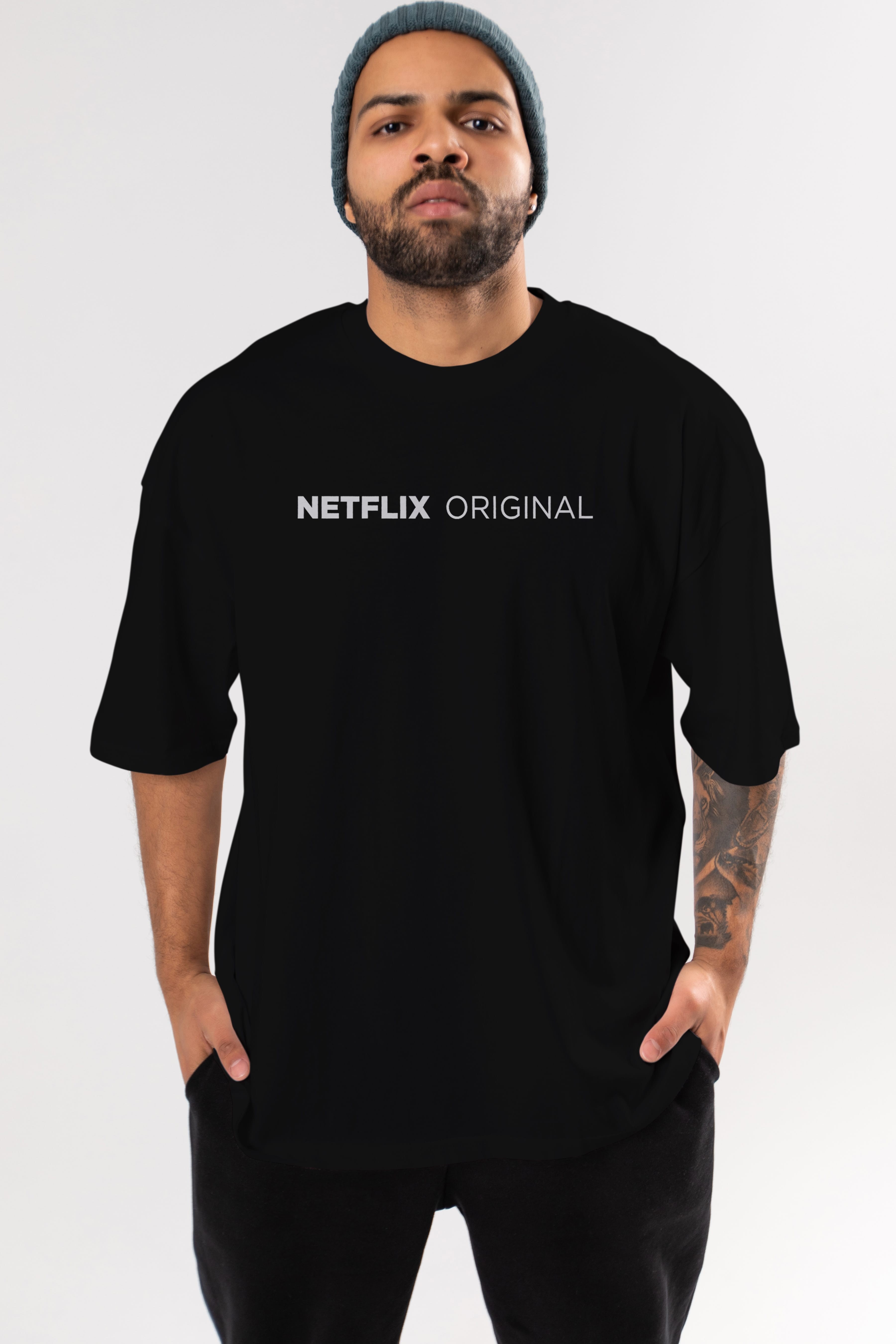Netflix Original Ön Baskılı Oversize t-shirt %100 pamuk Erkek Kadın Unisex