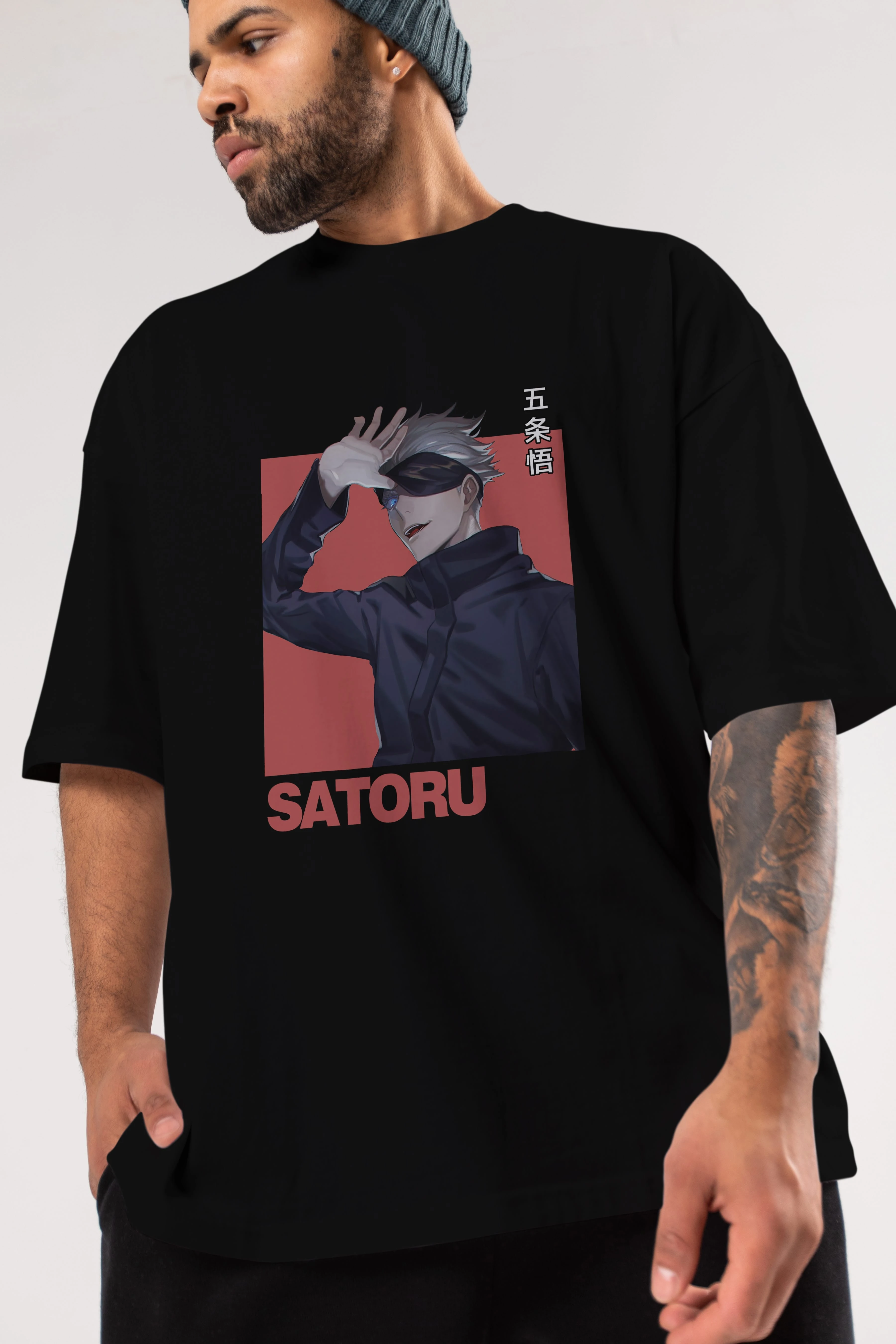 SATORU GOJO 2 Anime Ön Baskılı Oversize t-shirt %100 pamuk Erkek Kadın Unisex
