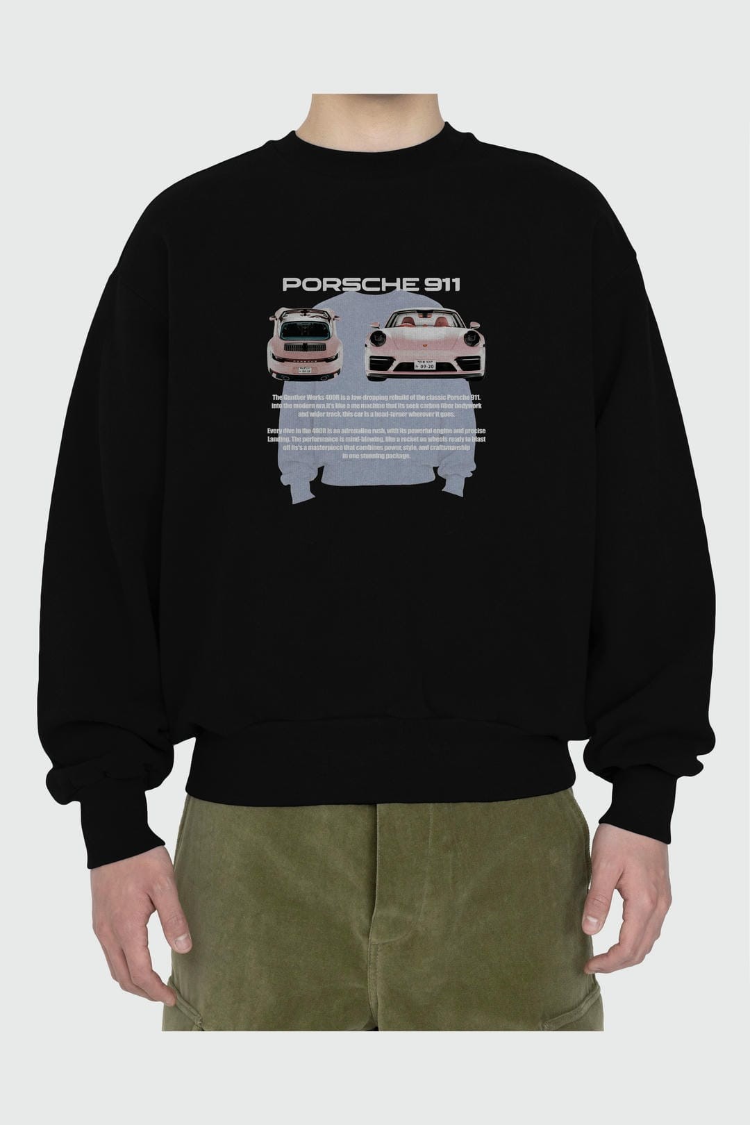 PORSCHE 911 PINK 1 Ön Baskılı Anime Oversize Sweatshirt Erkek Kadın Unisex