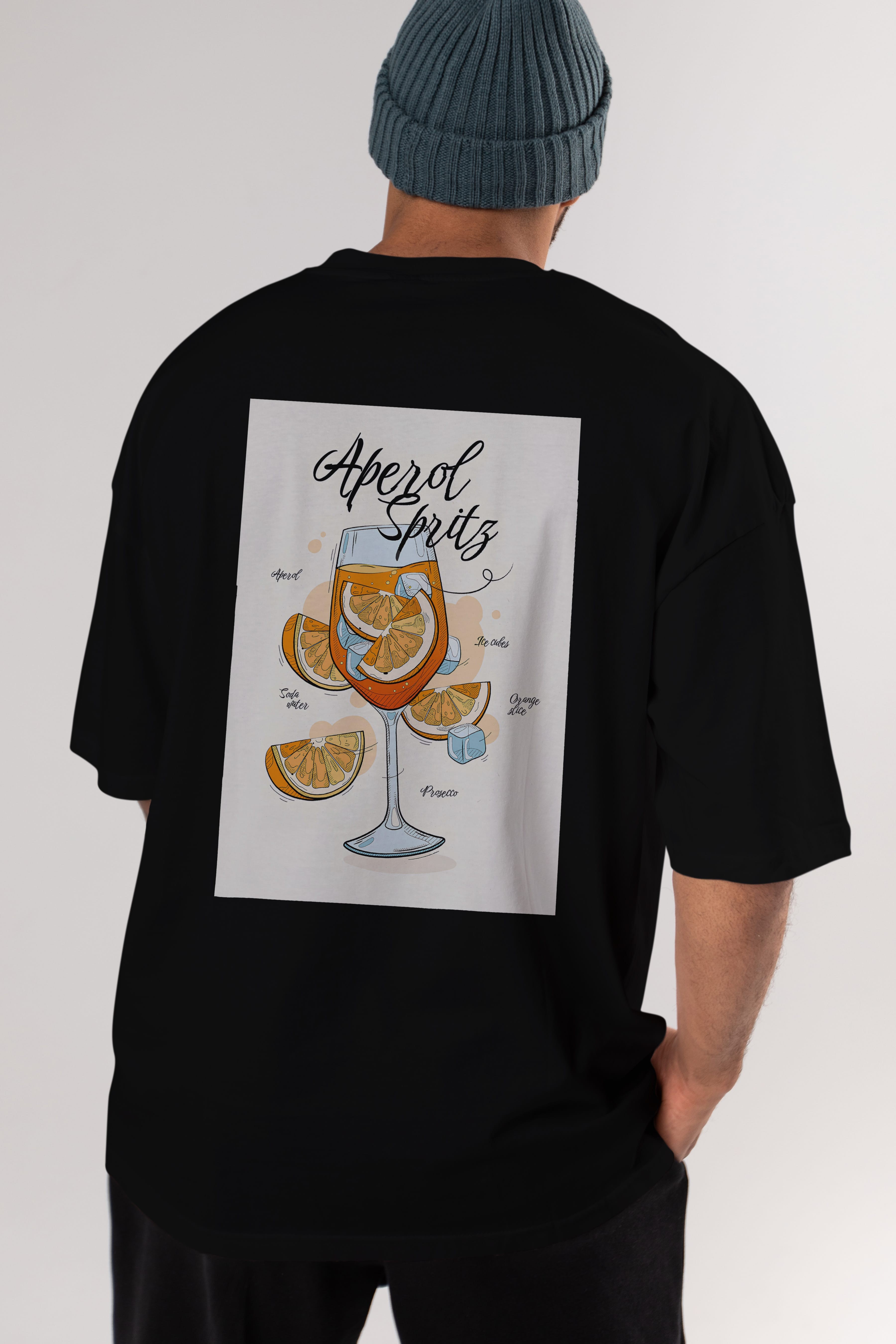 Aperol Spritz 6 Arka Baskılı Oversize t-shirt Erkek Kadın Unisex %100 Pamuk Bisiklet Yaka tişort