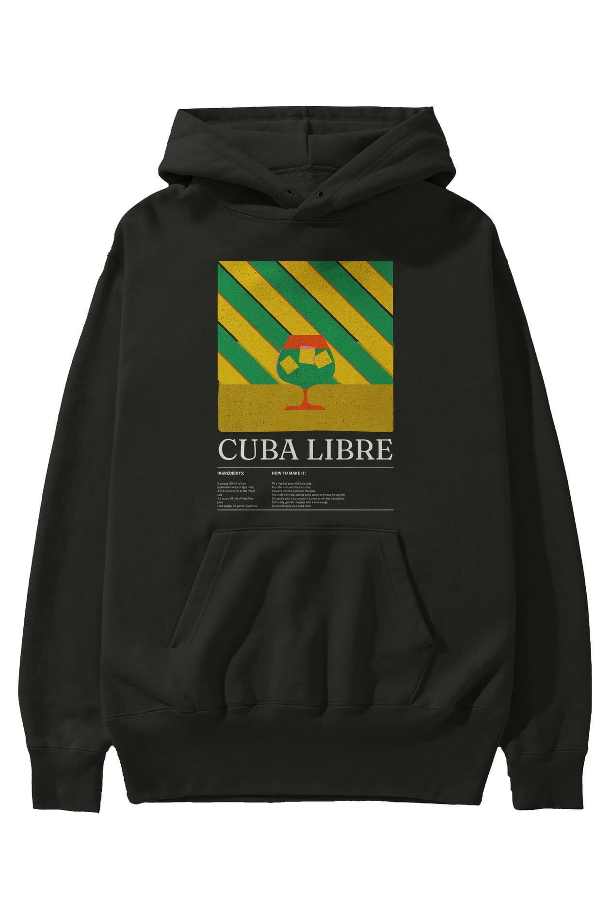 Cuba Libre Kokteyl ön Baskılı Hoodie Oversize Kapüşonlu Sweatshirt Erkek Kadın