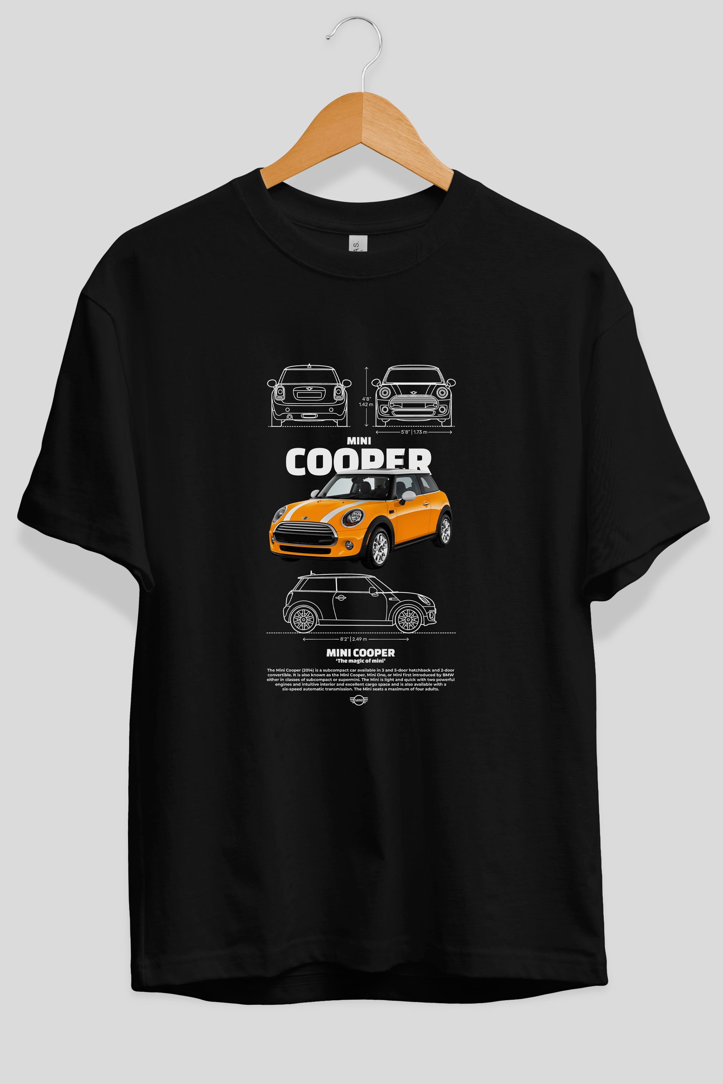 MINI COOPER 1 Ön Baskılı Oversize t-shirt Erkek Kadın Unisex %100 Pamuk Bisiklet Yaka tişort