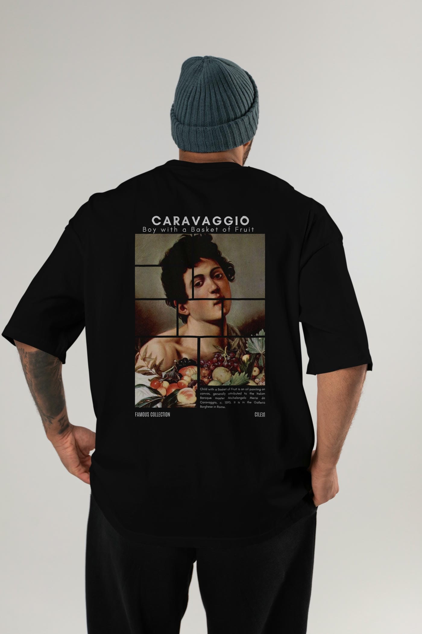 Caravaggio Boy Arka Baskılı Oversize t-shirt Erkek Kadın Bisiklet Yaka Pamuk tişort