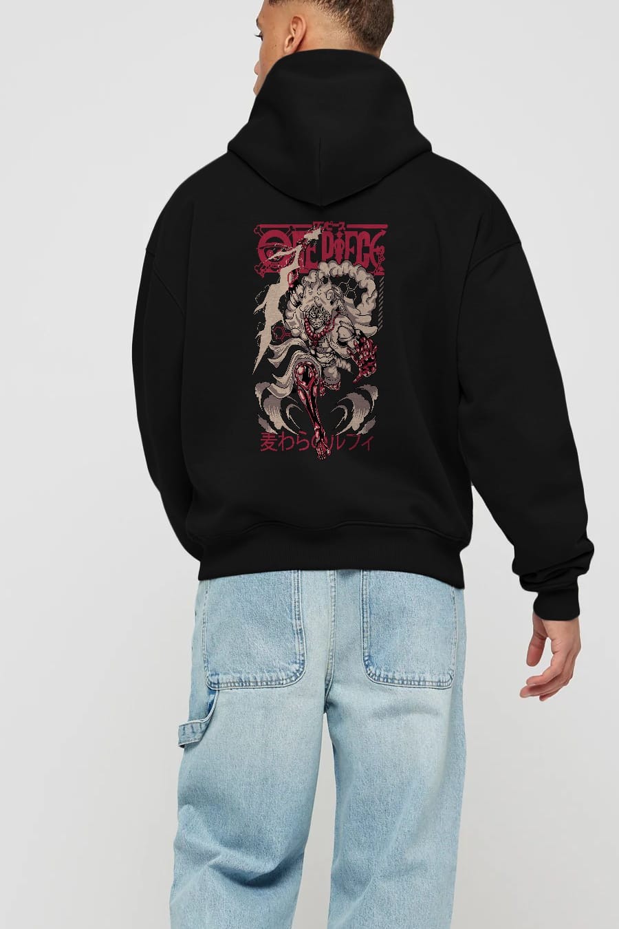 MONKEY D. LUFF-ONE PIECE 1 Anime Arka Baskılı Hoodie Oversize Kapüşonlu Sweatshirt Erkek Kadın Unisex