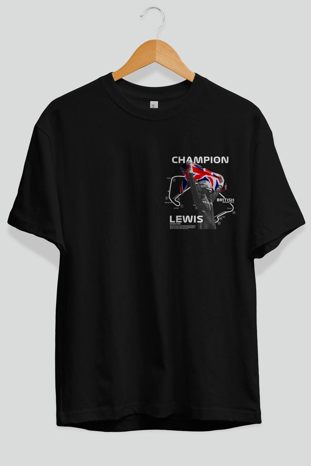 LEWIS H SILVERSTONE Ön Sol Baskılı Oversize t-shirt Erkek Kadın Unisex %100 Pamuk Bisiklet Yaka tişort