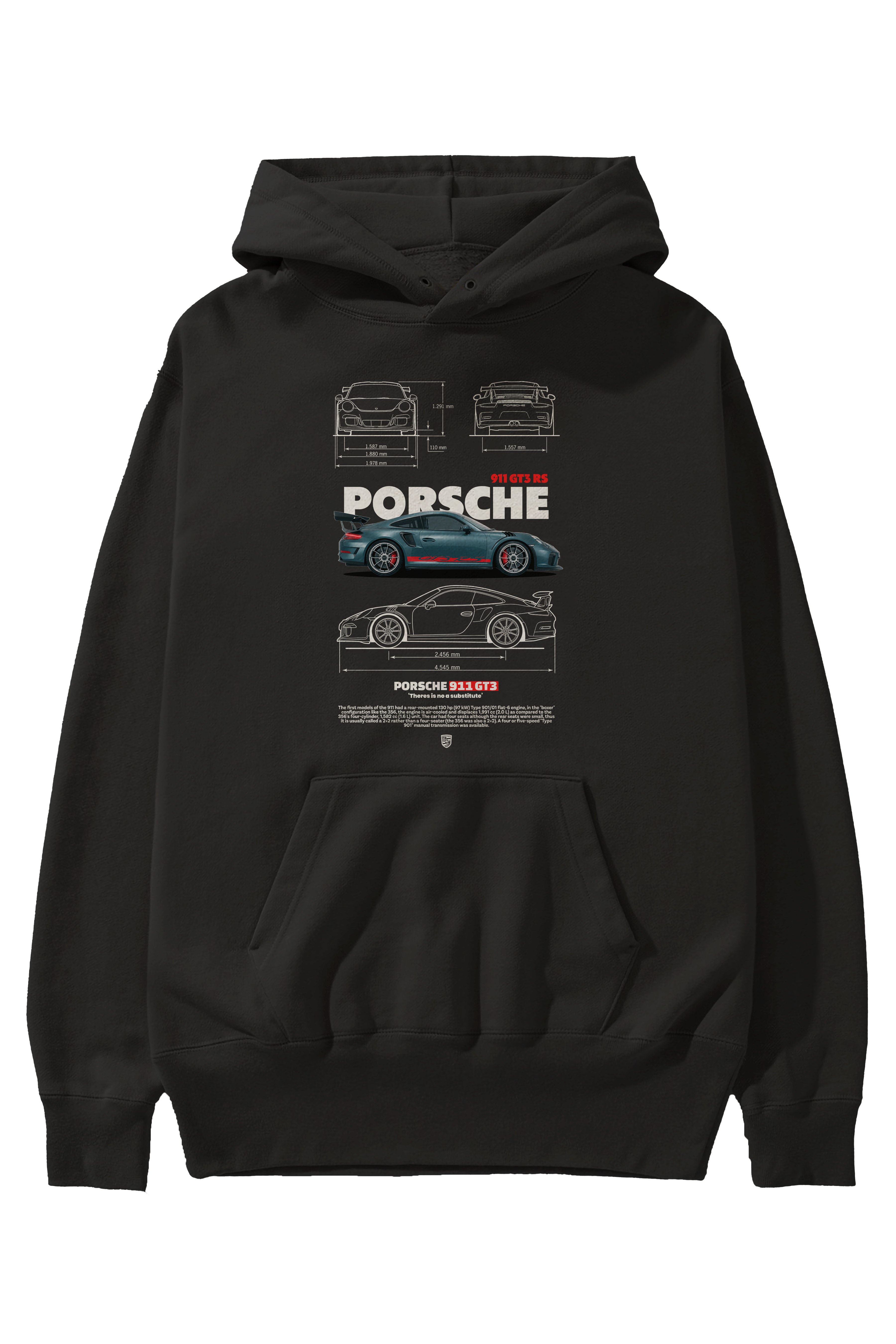 PORSCHE 911 GT3 RS Ön Baskılı Hoodie Oversize Kapüşonlu Sweatshirt Erkek Kadın Unisex