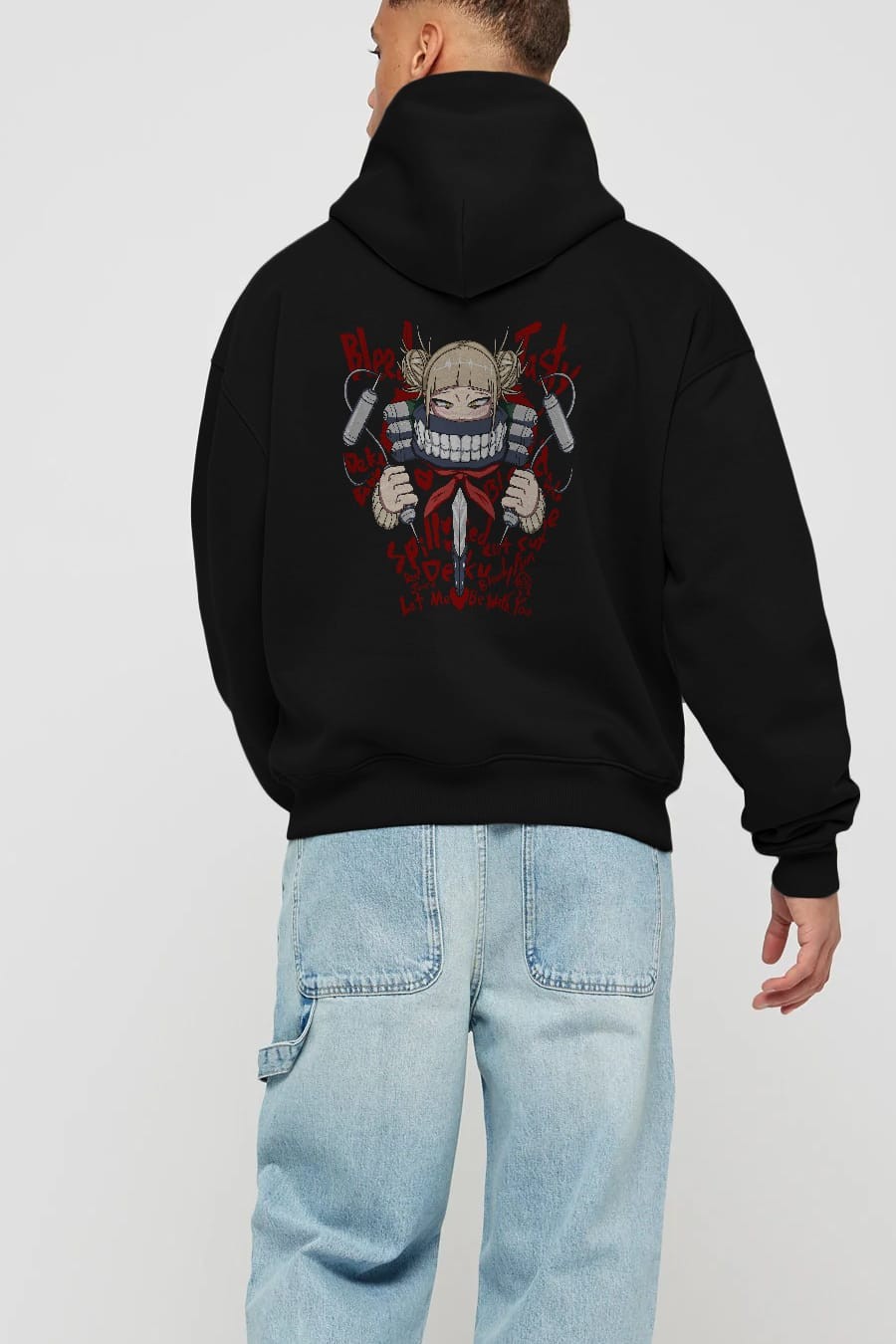 Himiko Toga 1 Anime Arka Baskılı Hoodie Oversize Kapüşonlu Sweatshirt Erkek Kadın Unisex