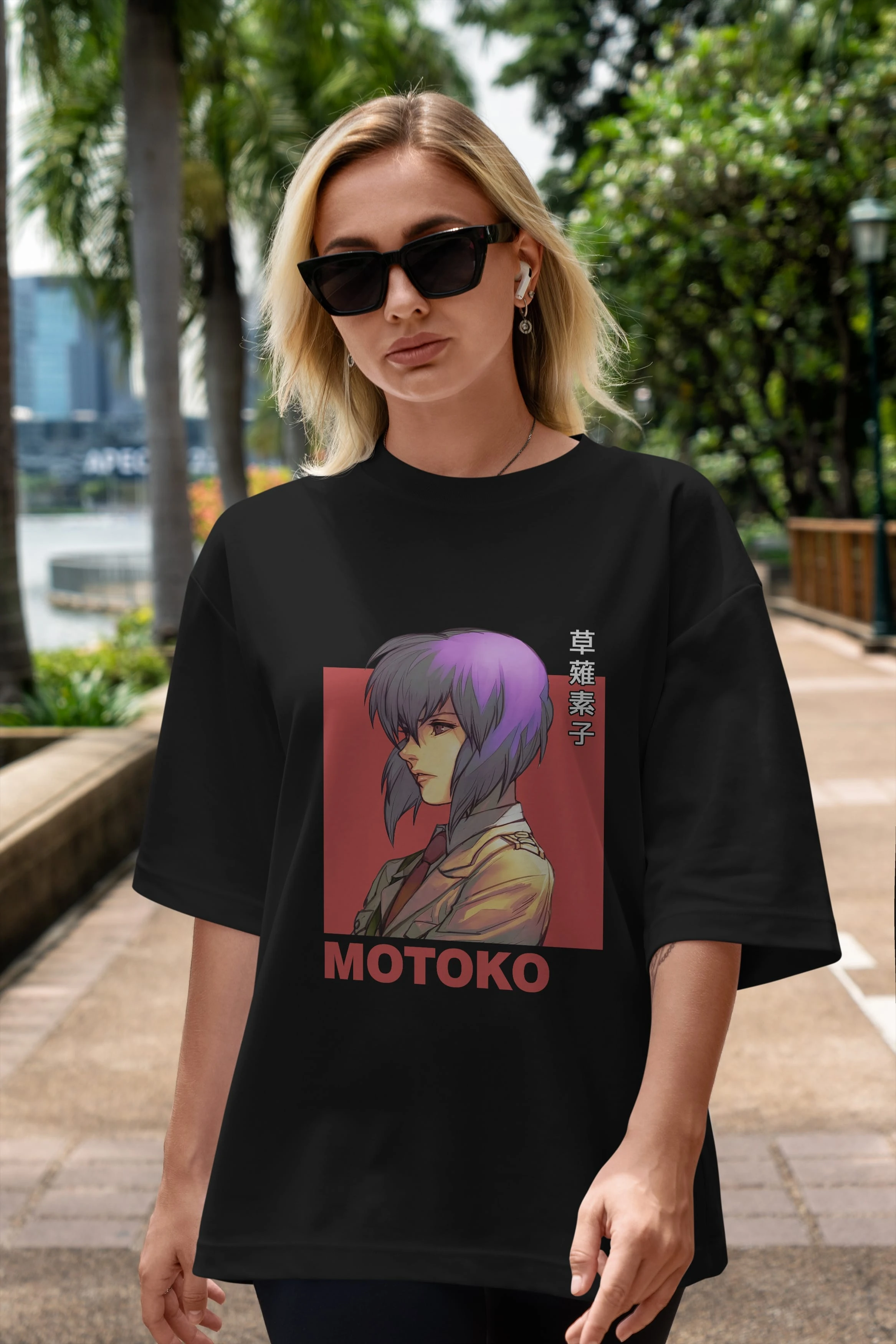 Motoko Kusanagi 12 Anime Ön Baskılı Oversize t-shirt %100 pamuk Erkek Kadın Unisex