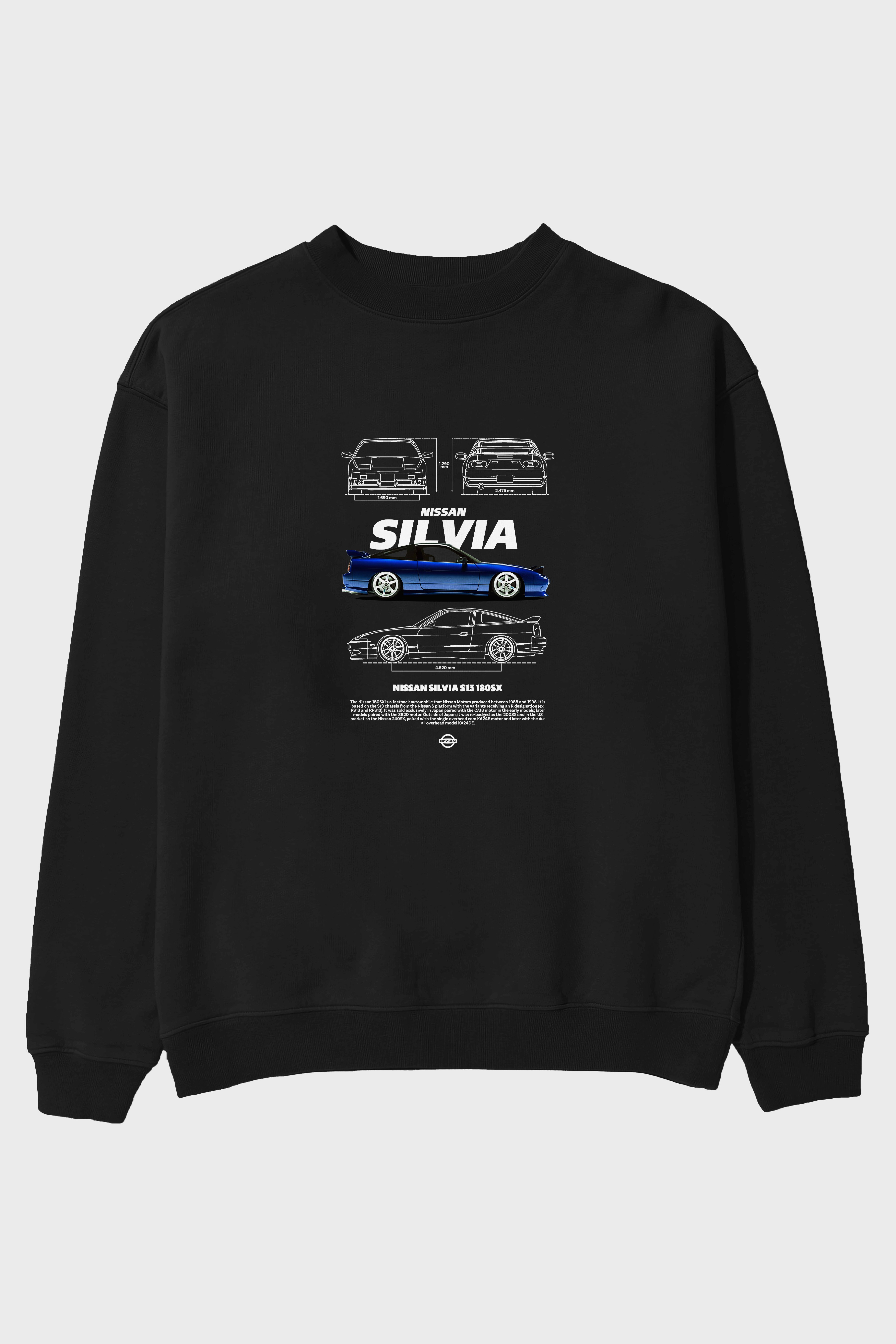 NISSAN SILVIA 2 Ön Baskılı Anime Oversize Sweatshirt Erkek Kadın Unisex